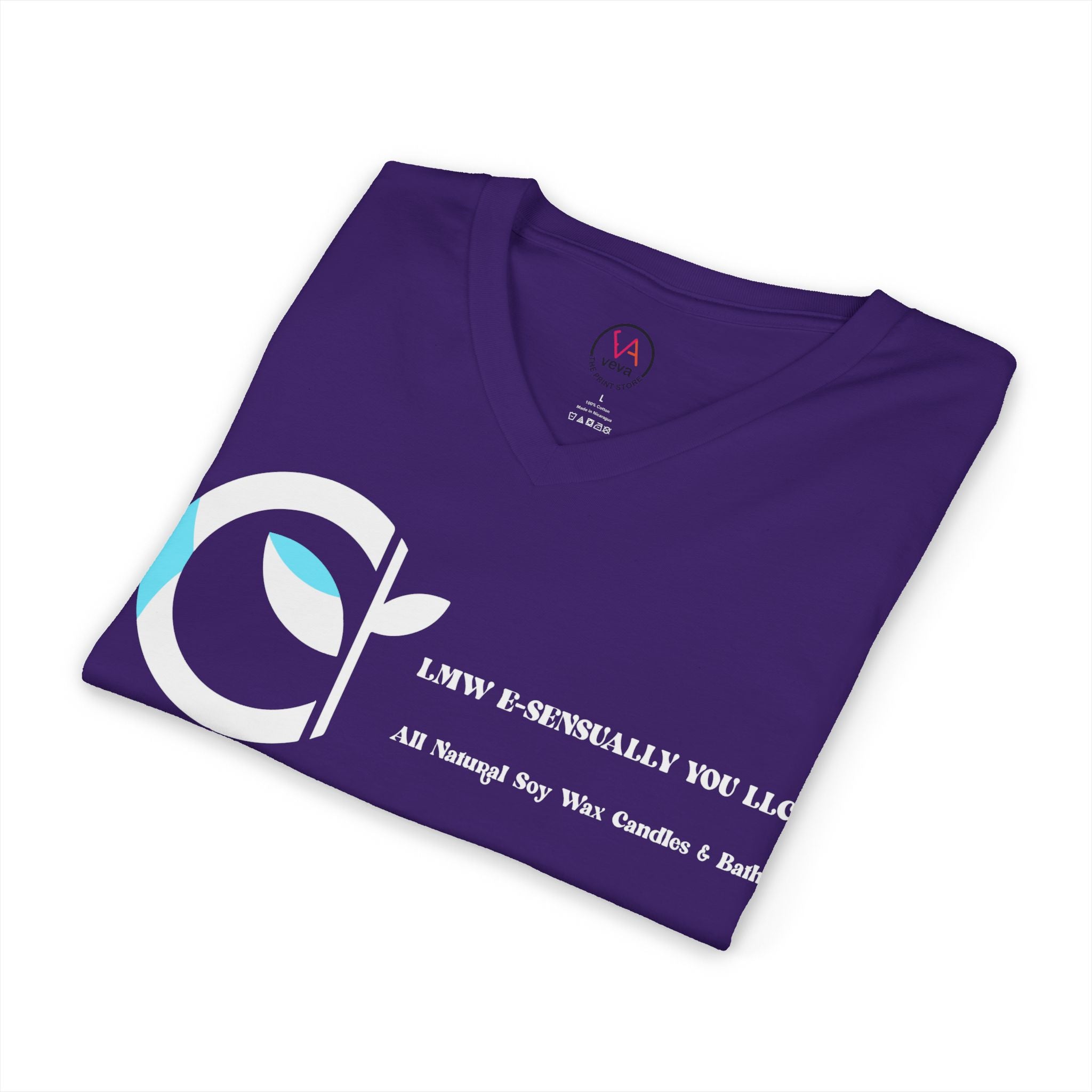 LMW Candle Diva V-Neck Tee - Front & Back Print 100% Cotton