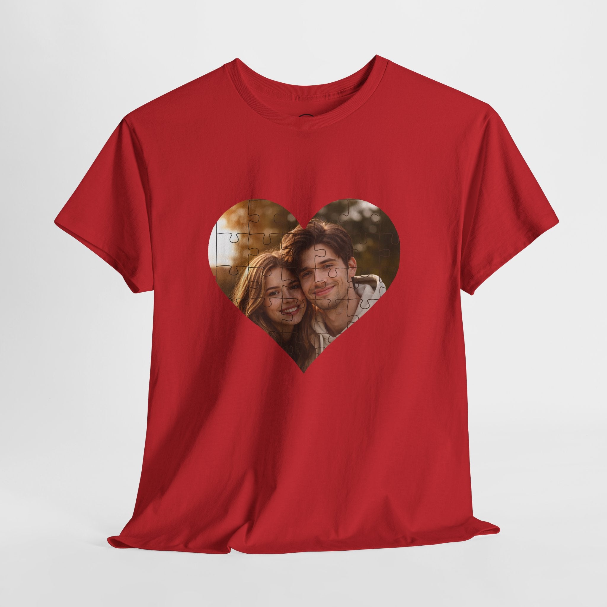 Personalized Puzzle Heart Photo Collage T-Shirt – Custom Picture Tee