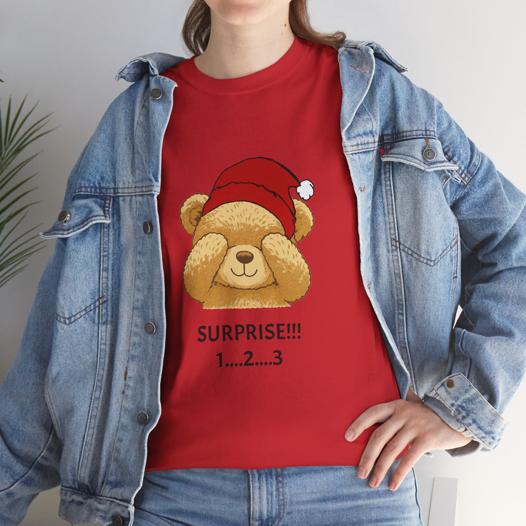 Surprise Bear Christmas Tee — Cute Holiday Bear Graphic T-Shirt