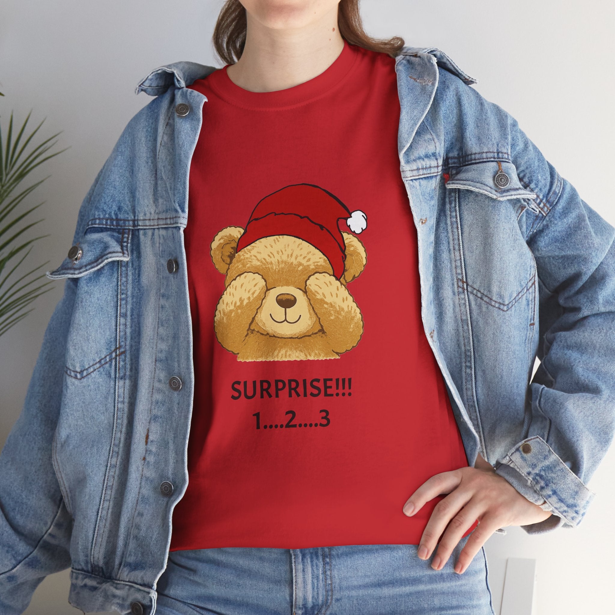 Surprise Bear Christmas Tee — Cute Holiday Bear Graphic T-Shirt