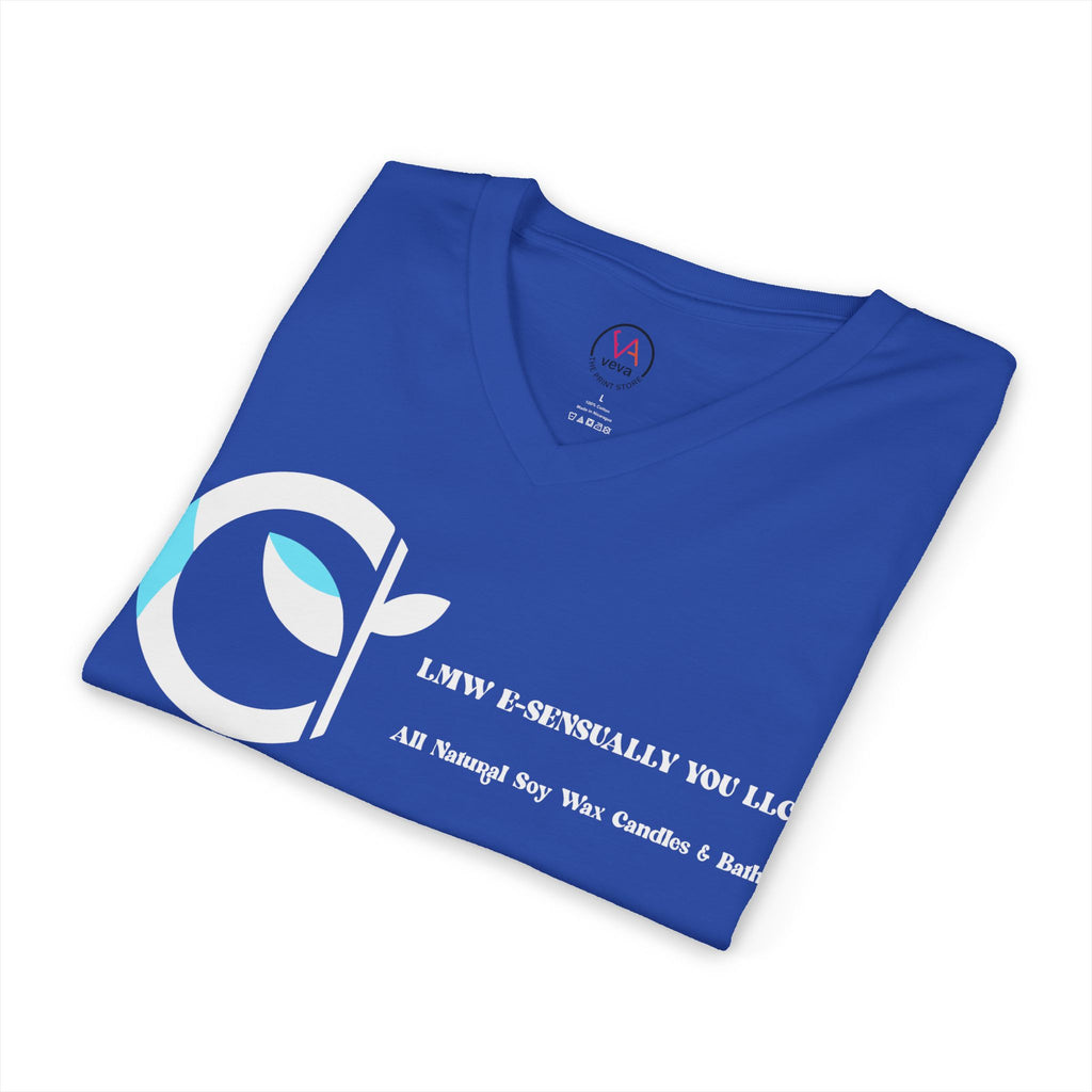 LMW Candle Diva V-Neck Tee - Front & Back Print 100% Cotton
