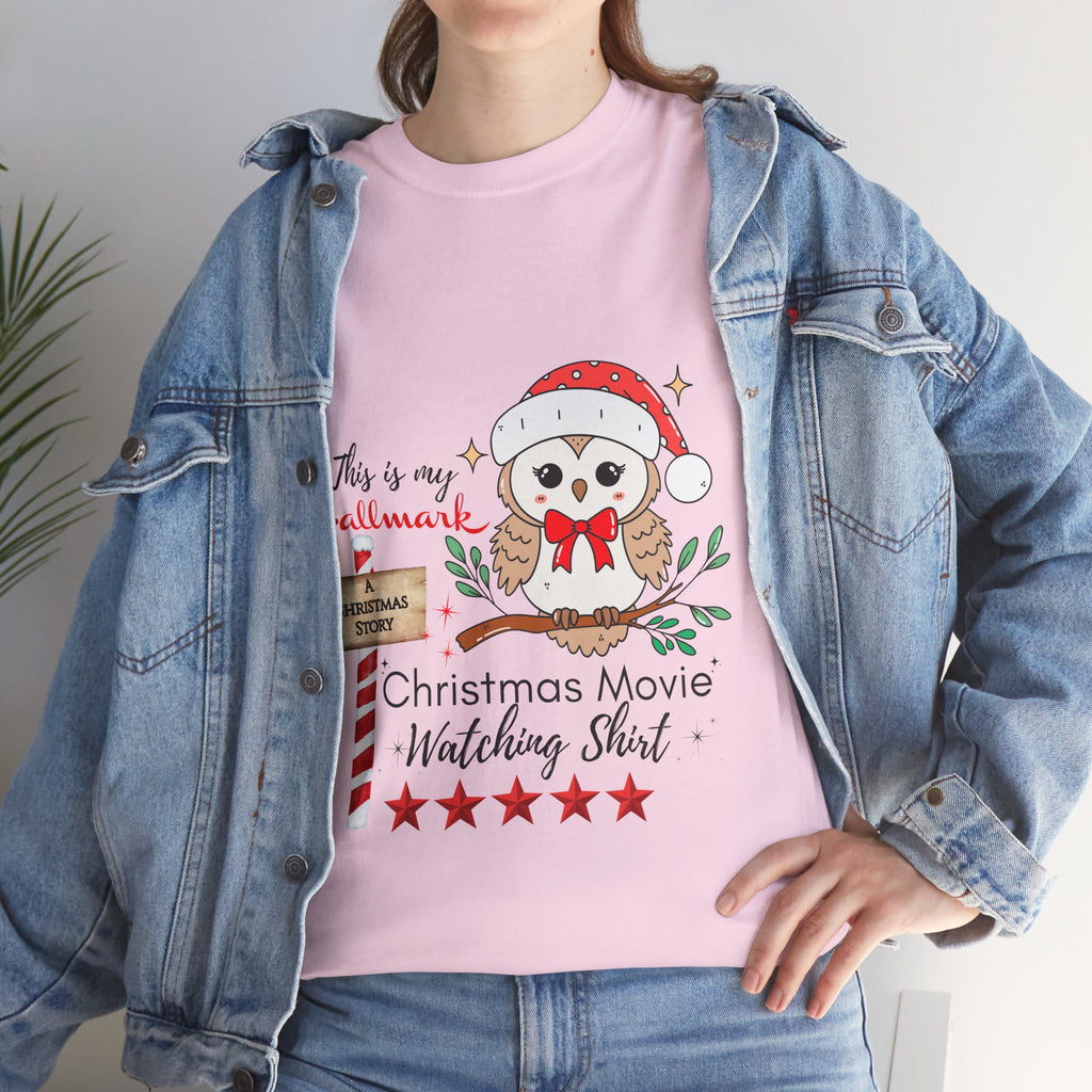 Christmas Movie Watching Shirt — Cute Owl Santa Holiday Tee