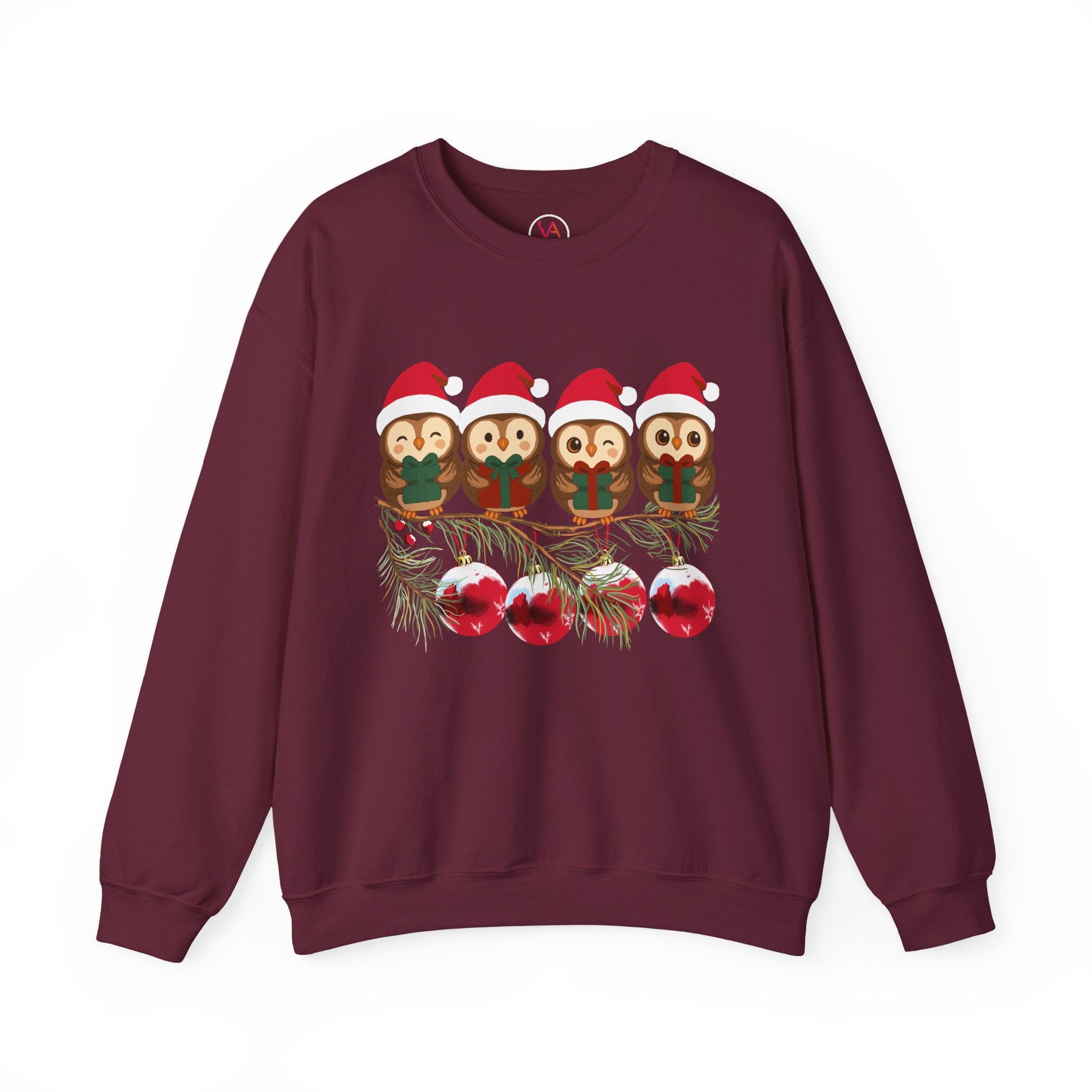 Festive Cheerful Owls Holiday Sweatshirt