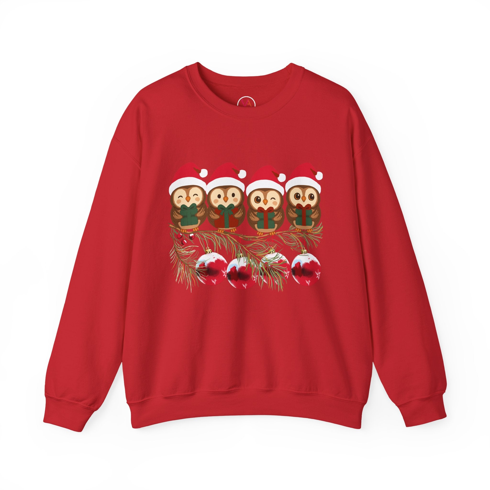 Festive Cheerful Owls Holiday Sweatshirt