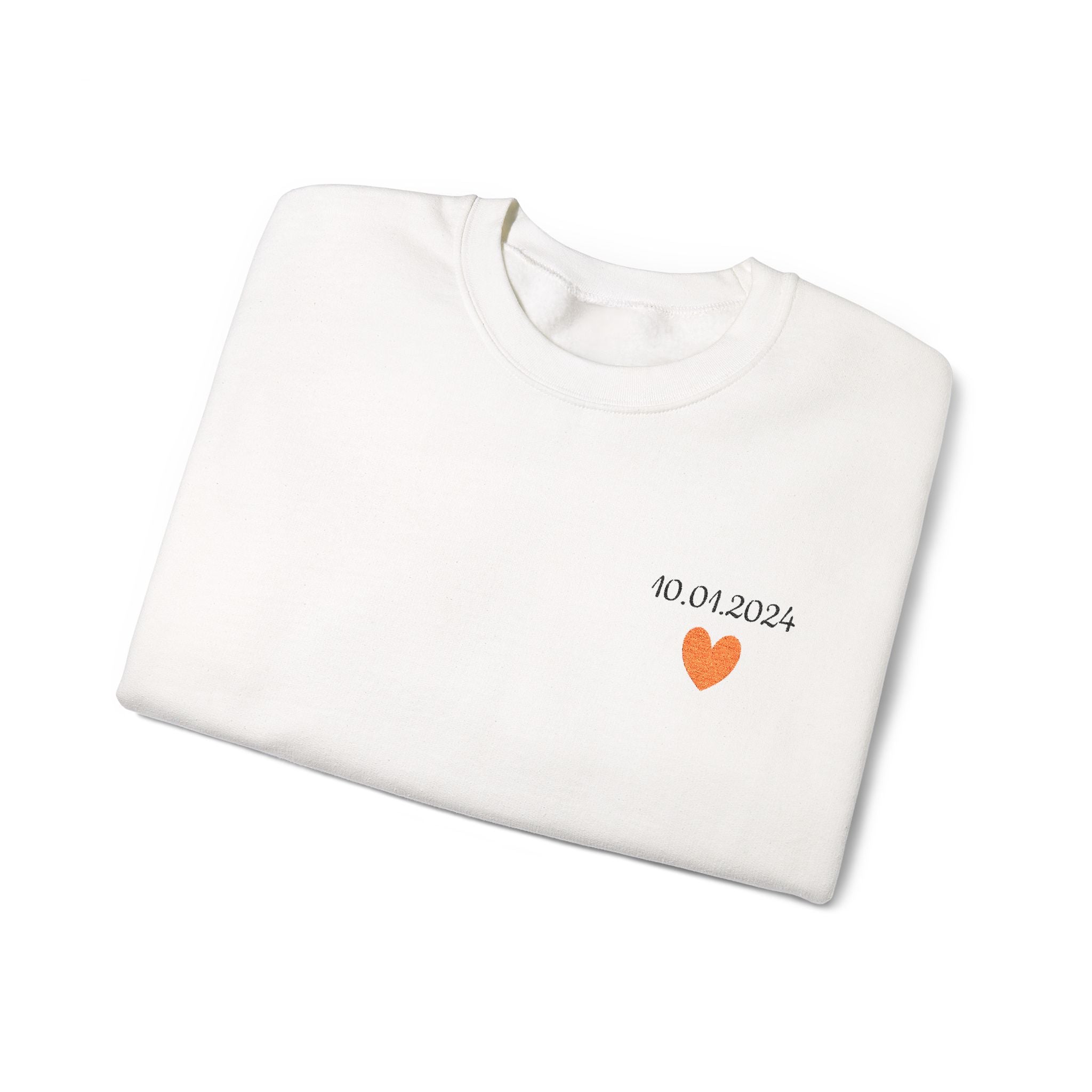 Embroidered Date Heart Crewneck Sweatshirt — Minimal Personalized Gift