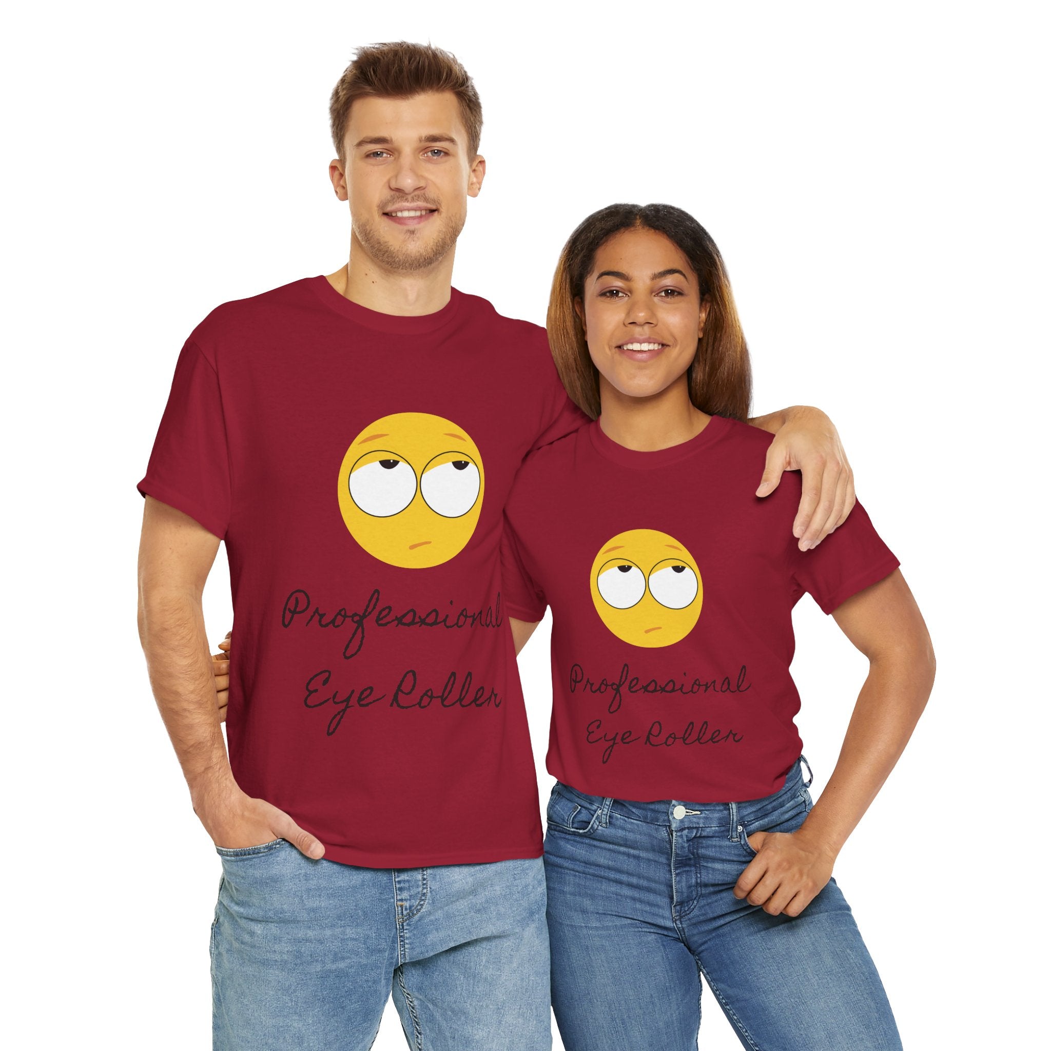 Lightweight 100% Cotton T-Shirt with Funny Eye Roll Graphic – Unisex
