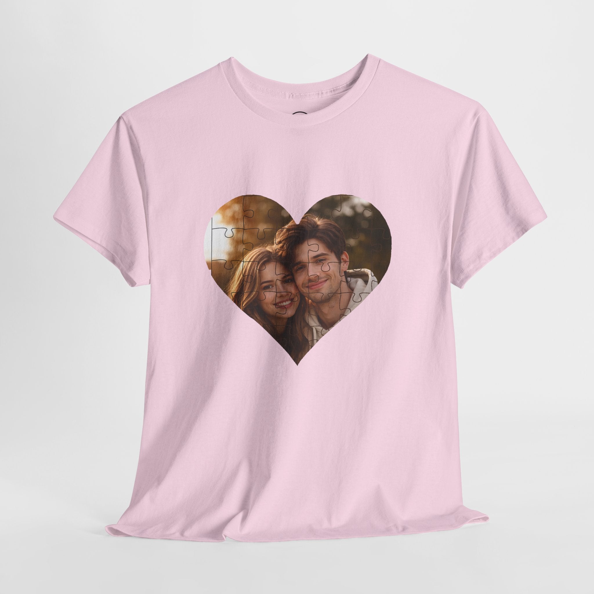 Personalized Puzzle Heart Photo Collage T-Shirt – Custom Picture Tee