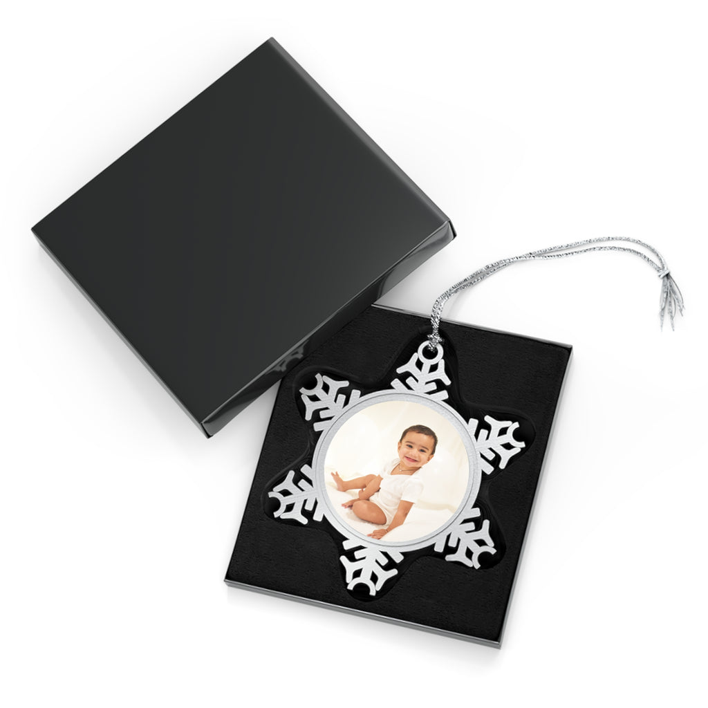 Personalized Pewter Snowflake Photo Ornament