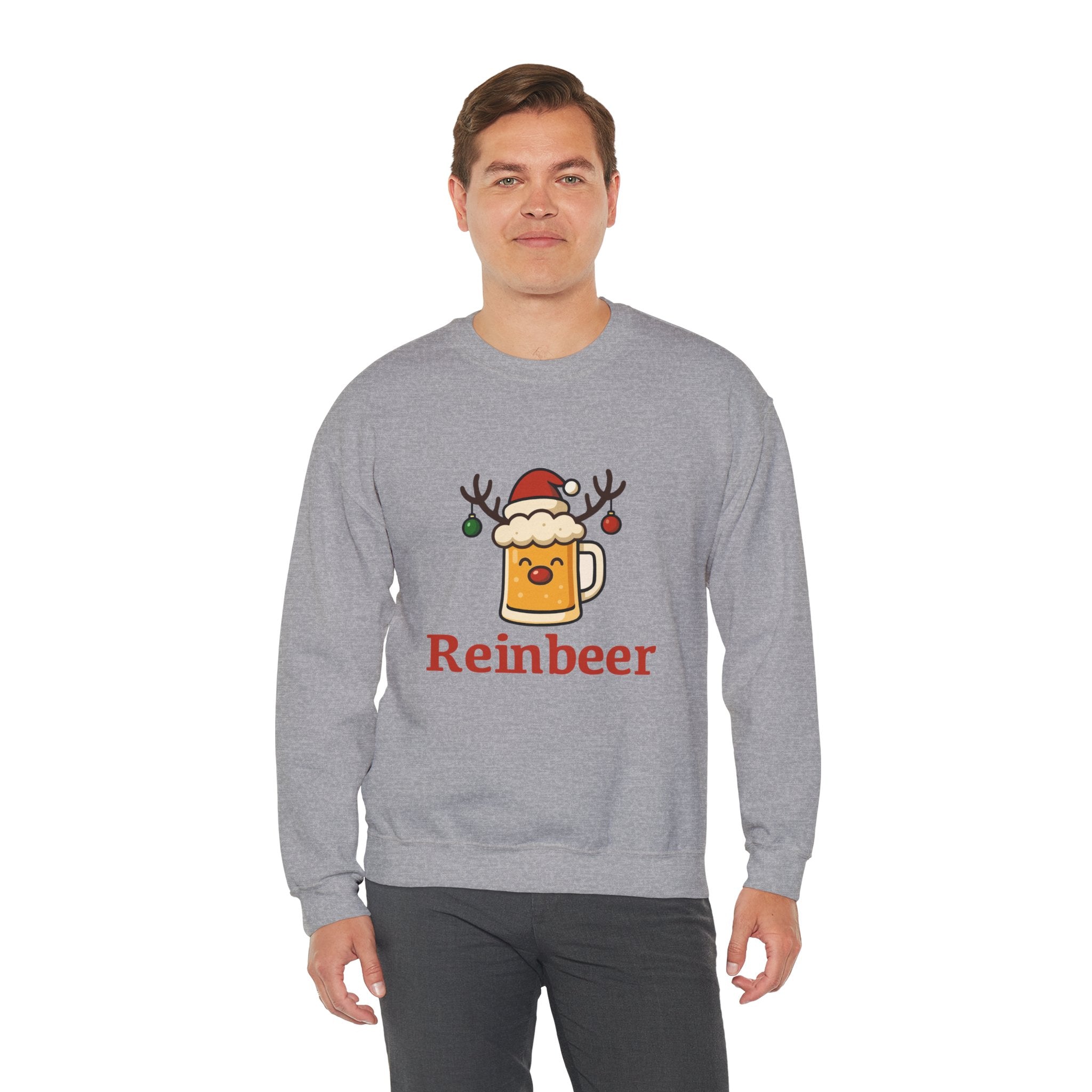 Christmas Reindeer Beer Sweatshirt — Festive Holiday Crewneck