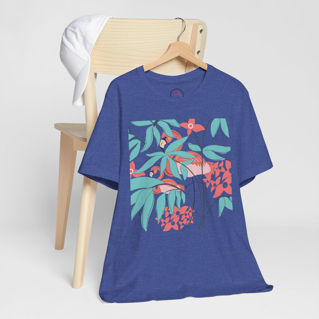 Floral Flamingo Short Sleeve Unisex Cotton T-Shirt