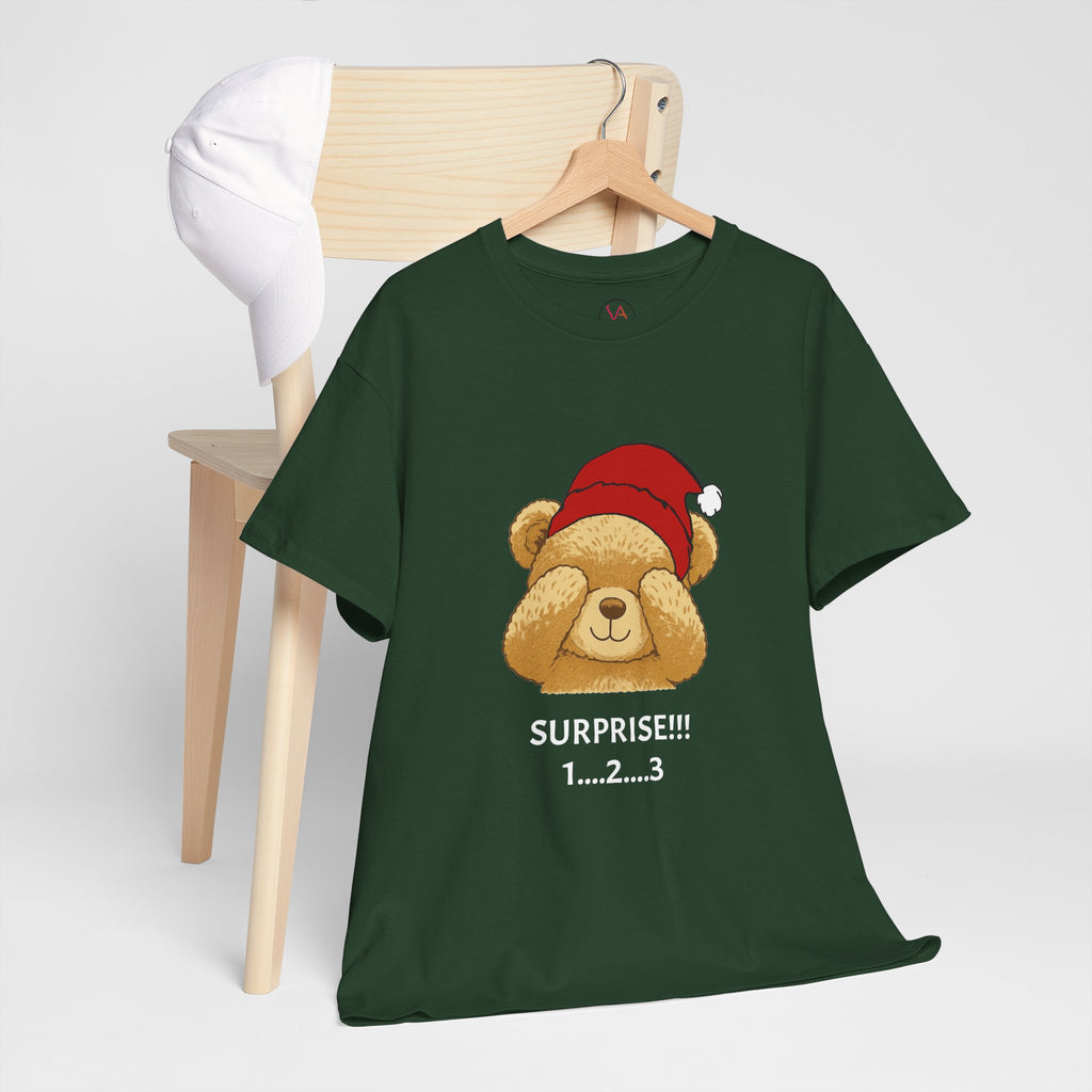 Surprise Bear Christmas Tee — Cute Holiday Bear Graphic T-Shirt