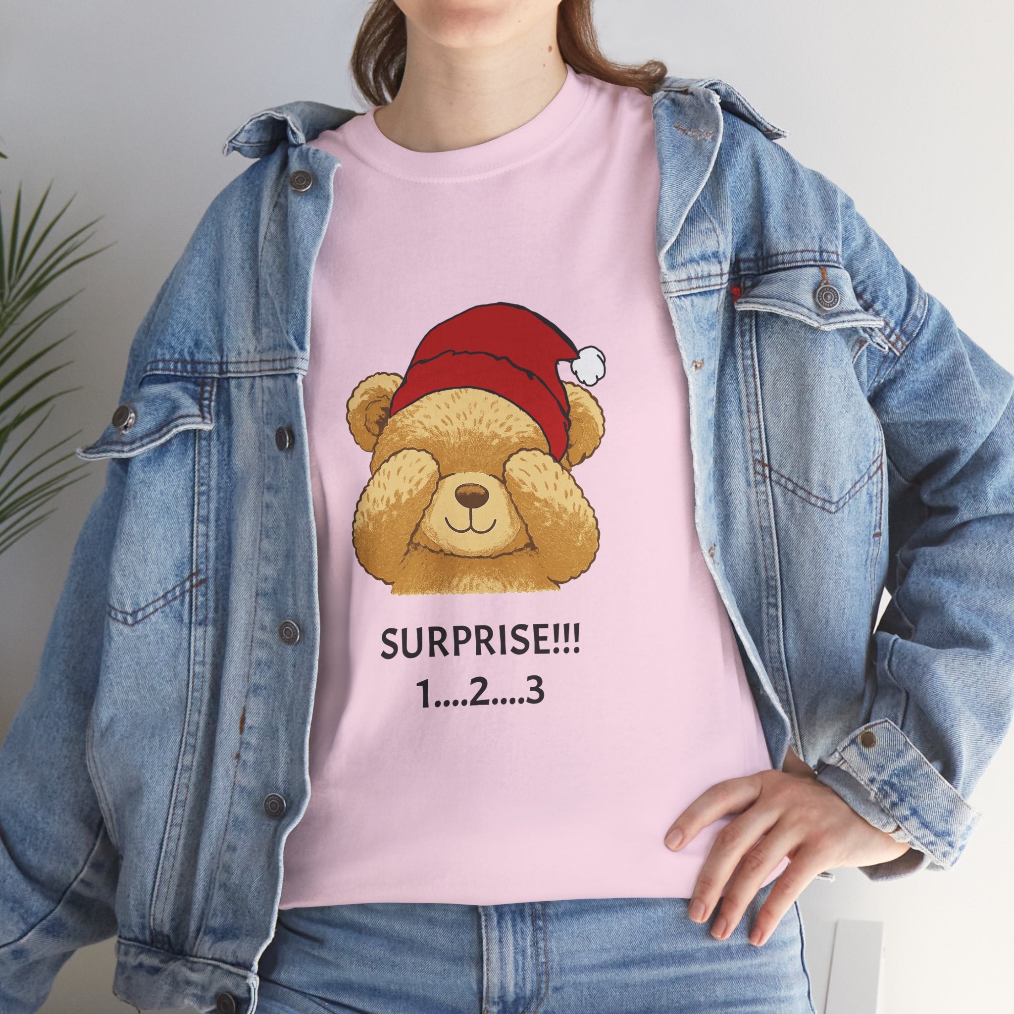 Surprise Bear Christmas Tee — Cute Holiday Bear Graphic T-Shirt