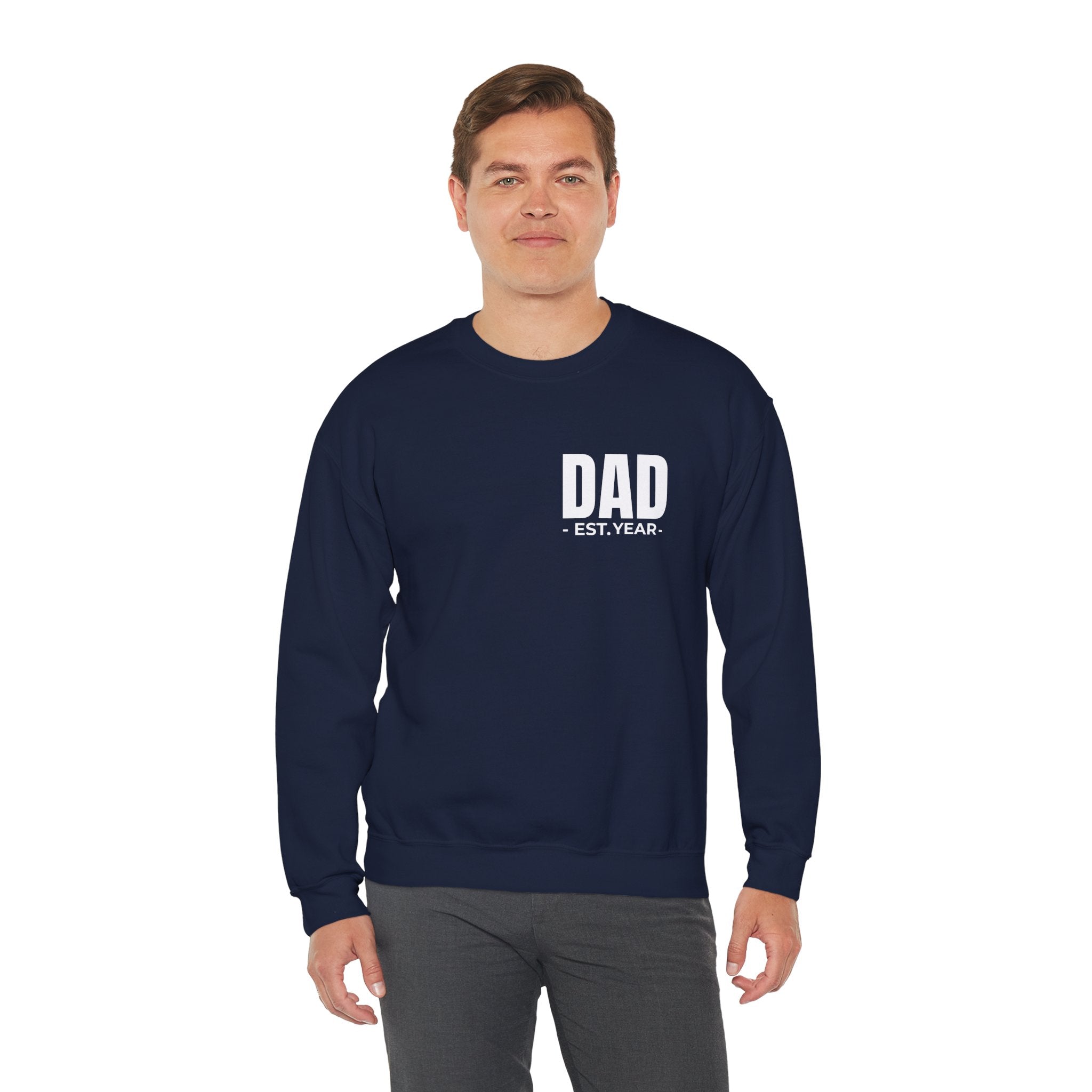Personalized Dad EST. Year Crewneck Sweatshirt — Custom Father’s Day/New Dad Gift (Add Your Year)