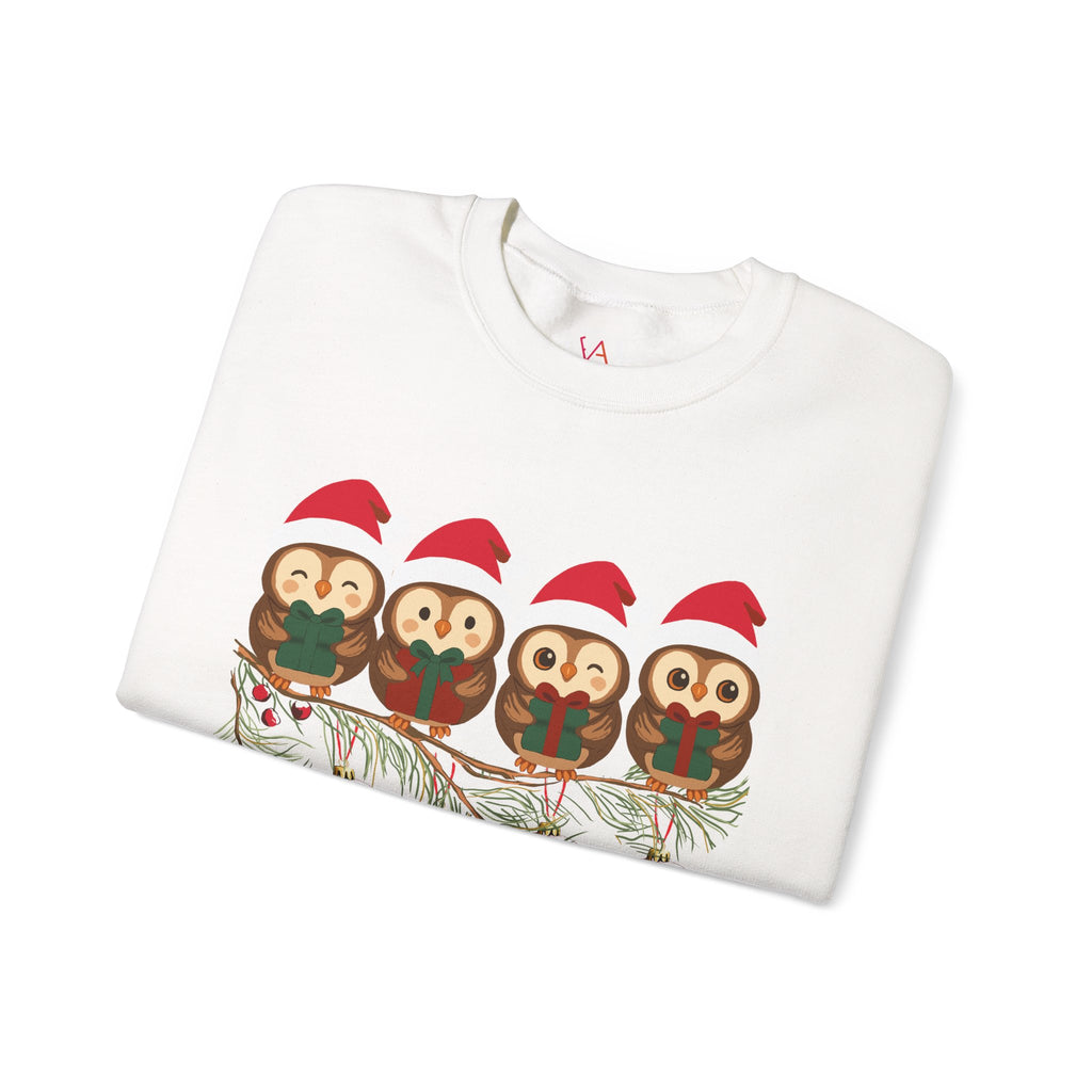 Festive Cheerful Owls Holiday Sweatshirt