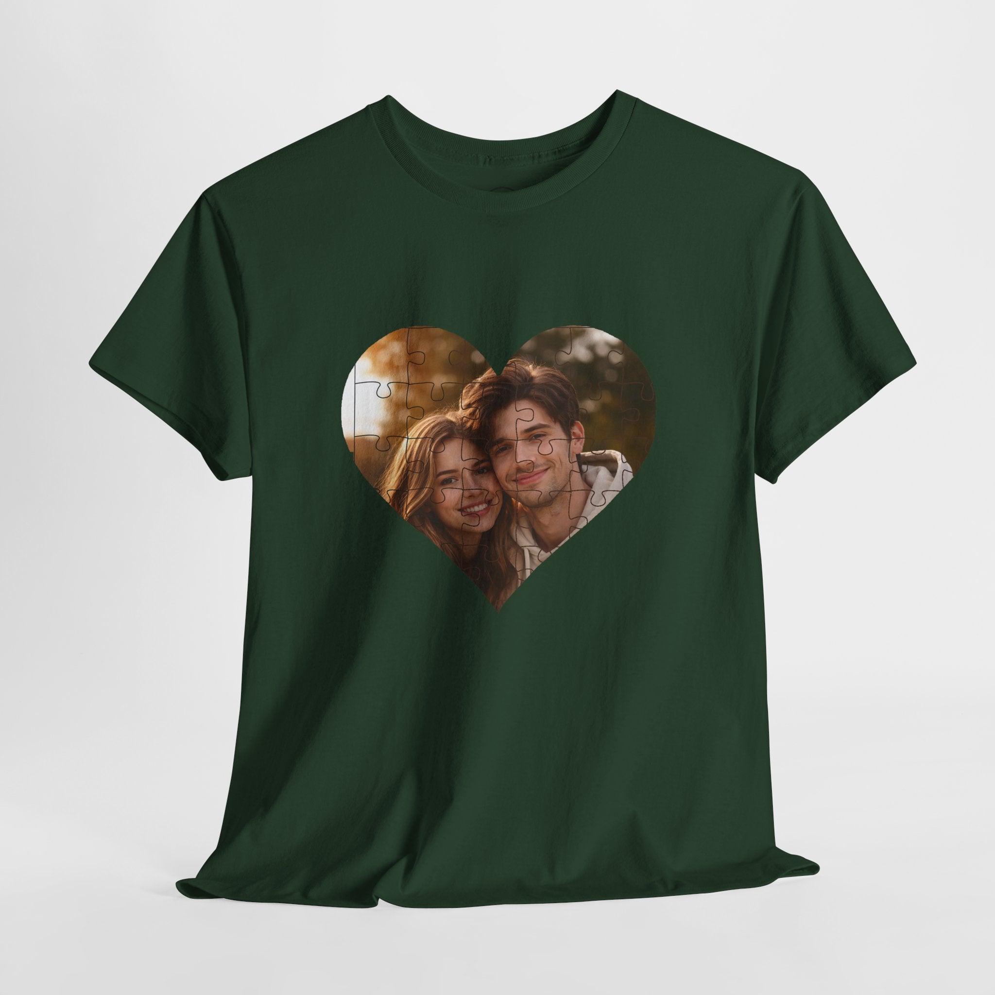 Personalized Puzzle Heart Photo Collage T-Shirt – Custom Picture Tee