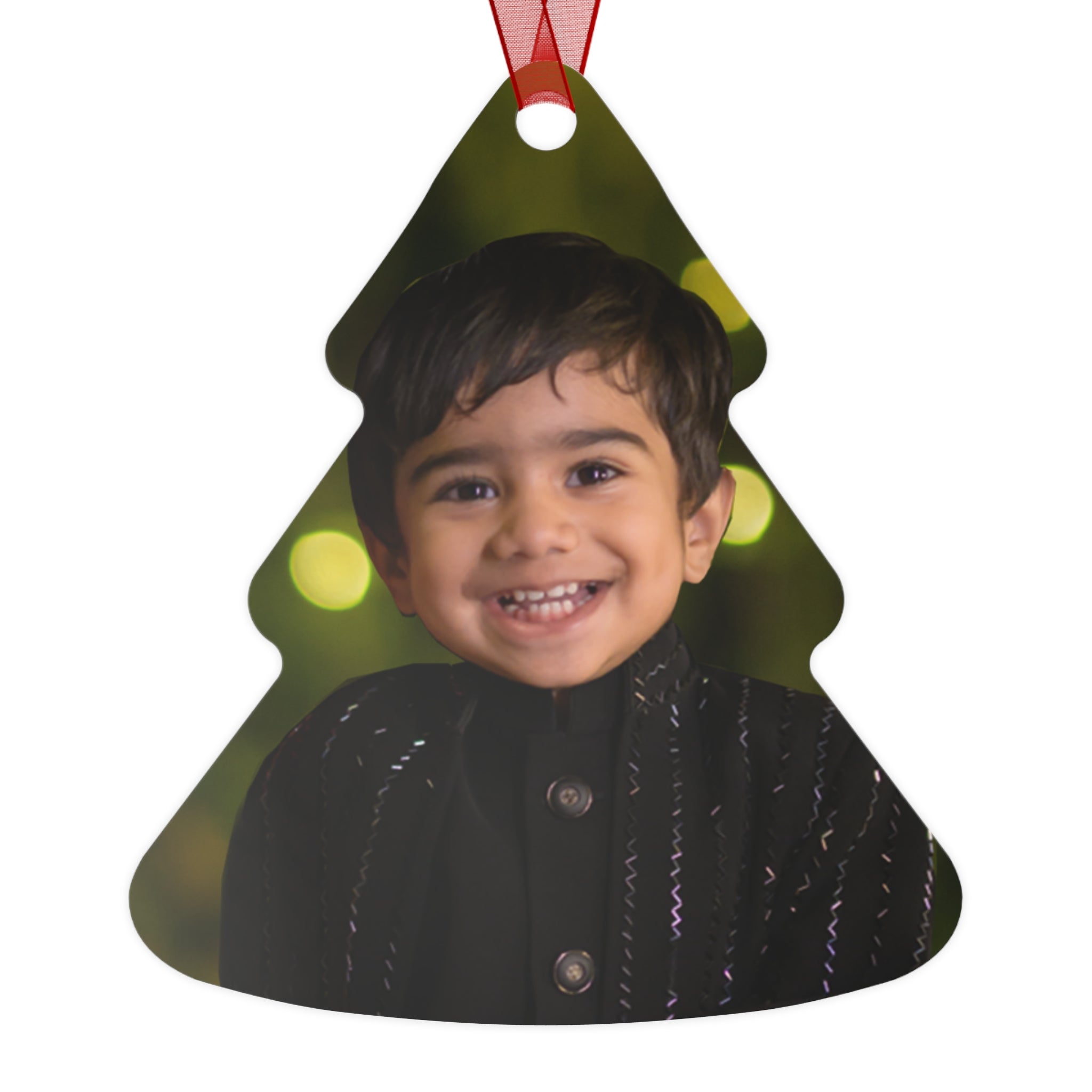 Personalized Photo Tree Ornament — Custom Metal Christmas Ornament with Baby Photo