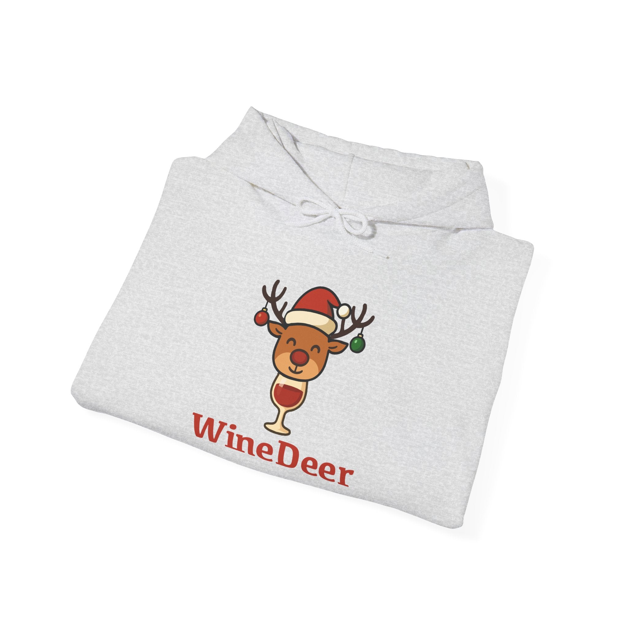 WineDeer Holiday Hoodie – Cute Santa Reindeer Wine Lover Sweatshirt