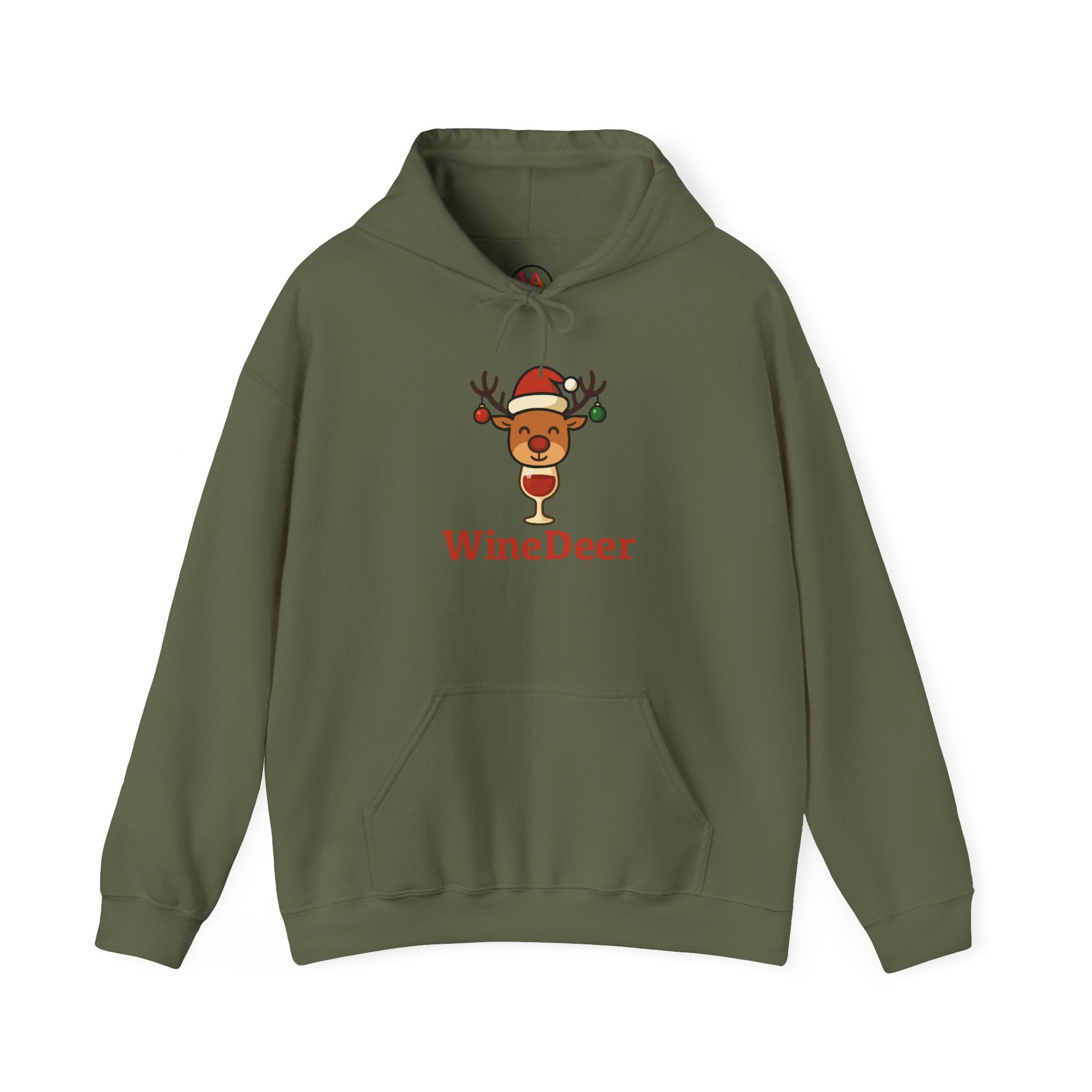 WineDeer Holiday Hoodie – Cute Santa Reindeer Wine Lover Sweatshirt