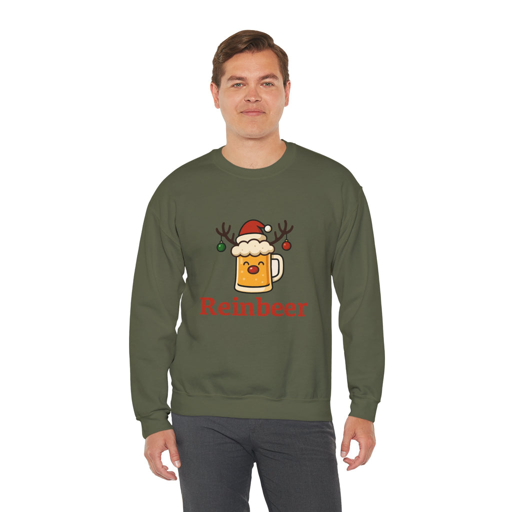 Christmas Reindeer Beer Sweatshirt — Festive Holiday Crewneck