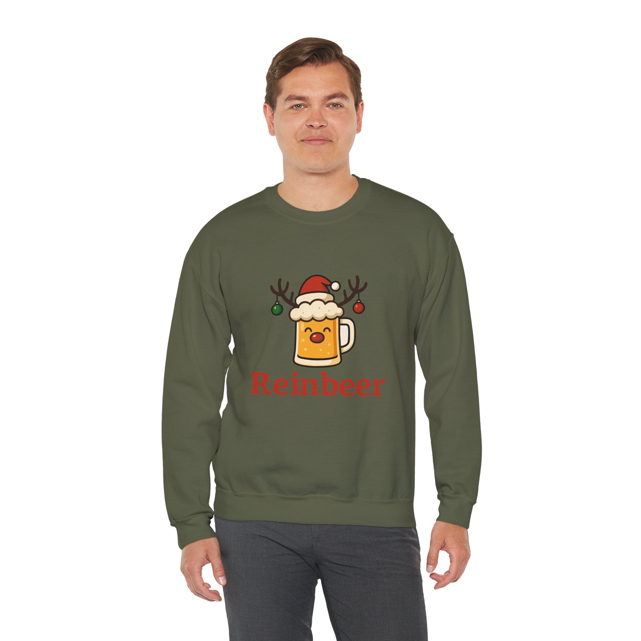 Christmas Reindeer Beer Sweatshirt — Festive Holiday Crewneck