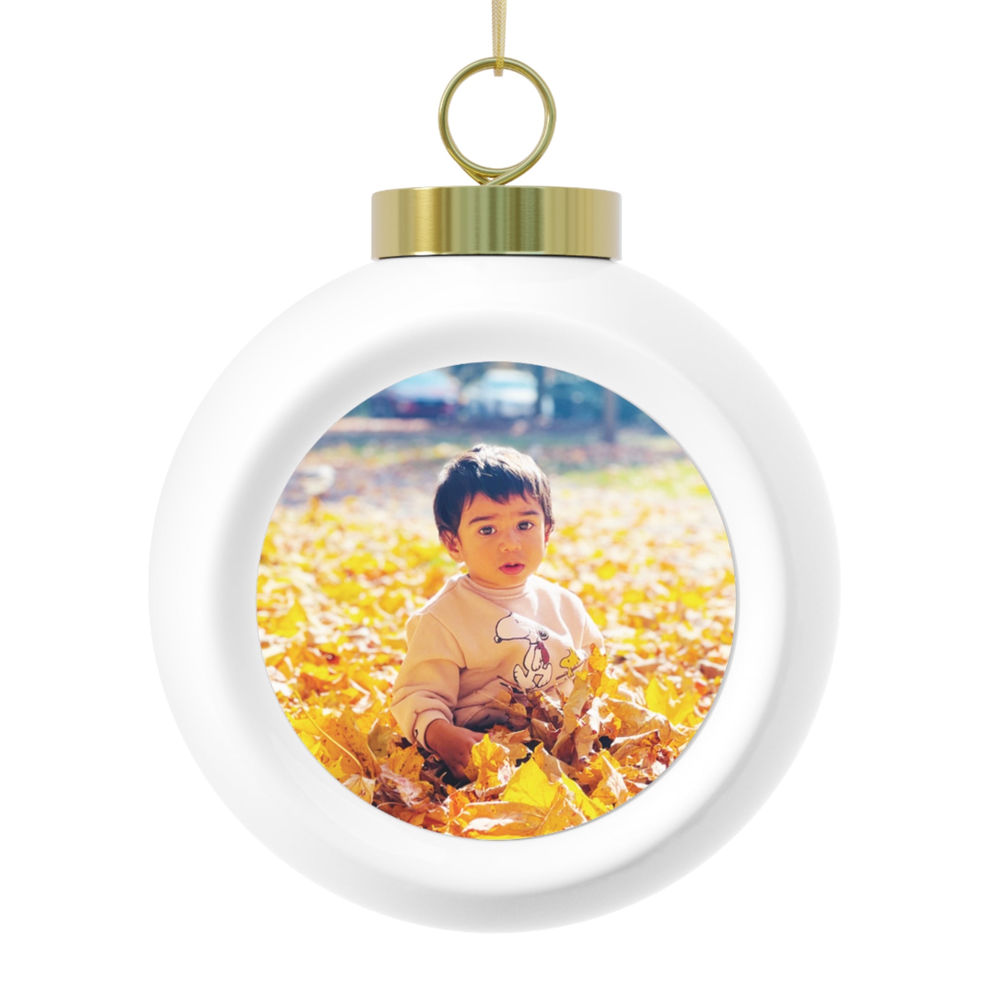 Personalizable - Festive Poinsettia & Candle Holiday Ball