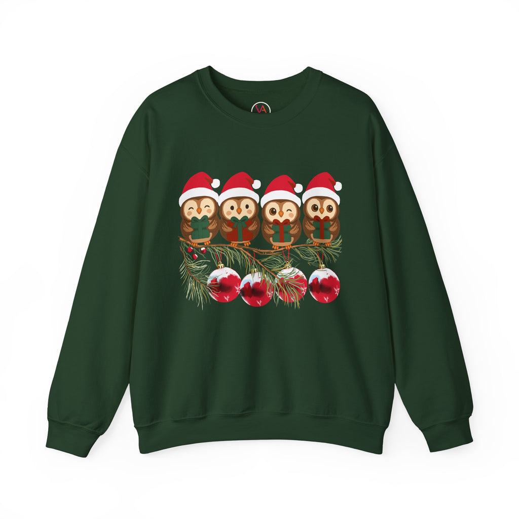 Festive Cheerful Owls Holiday Sweatshirt