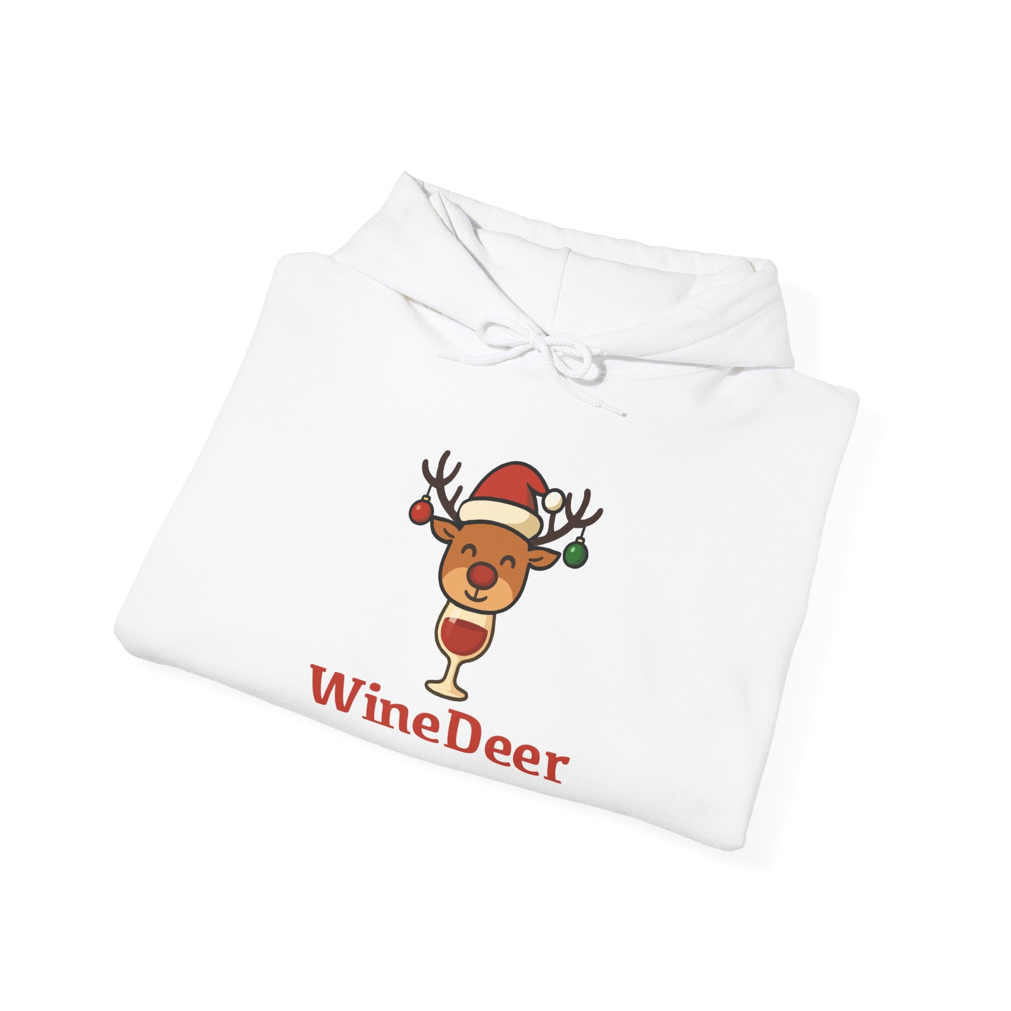 WineDeer Holiday Hoodie – Cute Santa Reindeer Wine Lover Sweatshirt