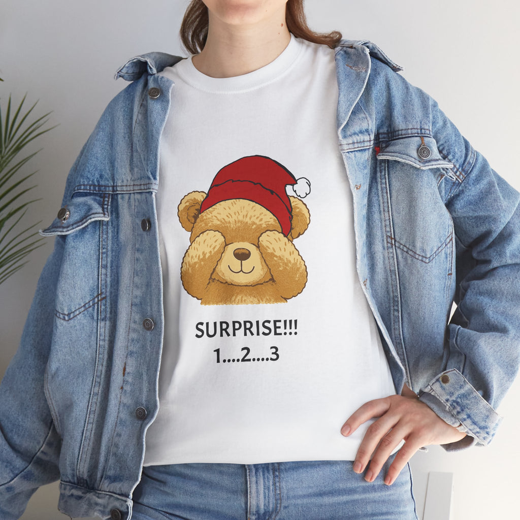 Surprise Bear Christmas Tee — Cute Holiday Bear Graphic T-Shirt