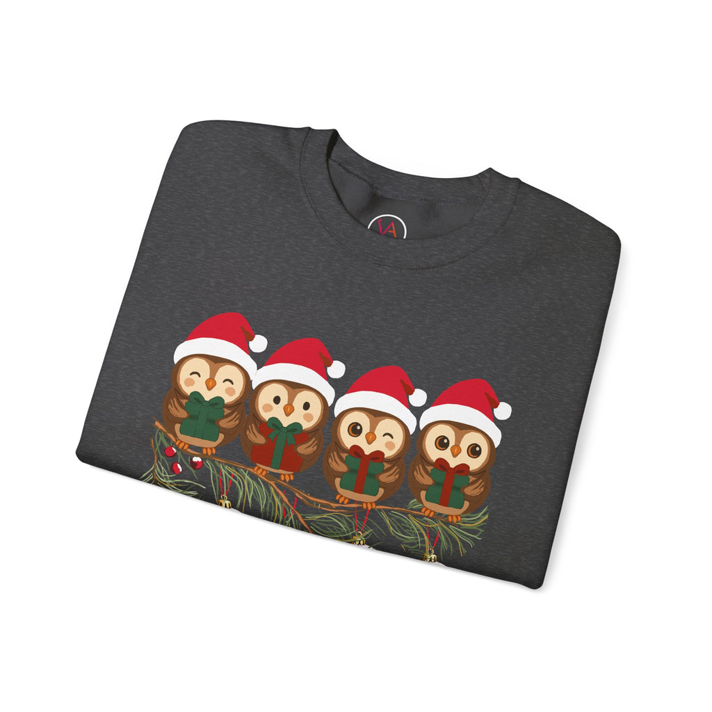 Festive Cheerful Owls Holiday Sweatshirt