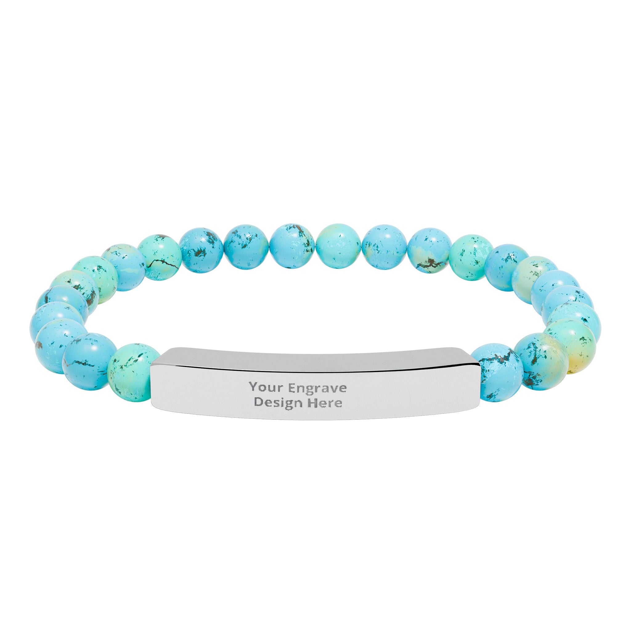 Engravable Natural Stone Bar Bracelet – Personalized Stretch Gemstone Bracelet