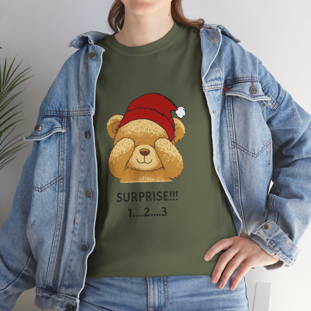 Surprise Bear Christmas Tee — Cute Holiday Bear Graphic T-Shirt