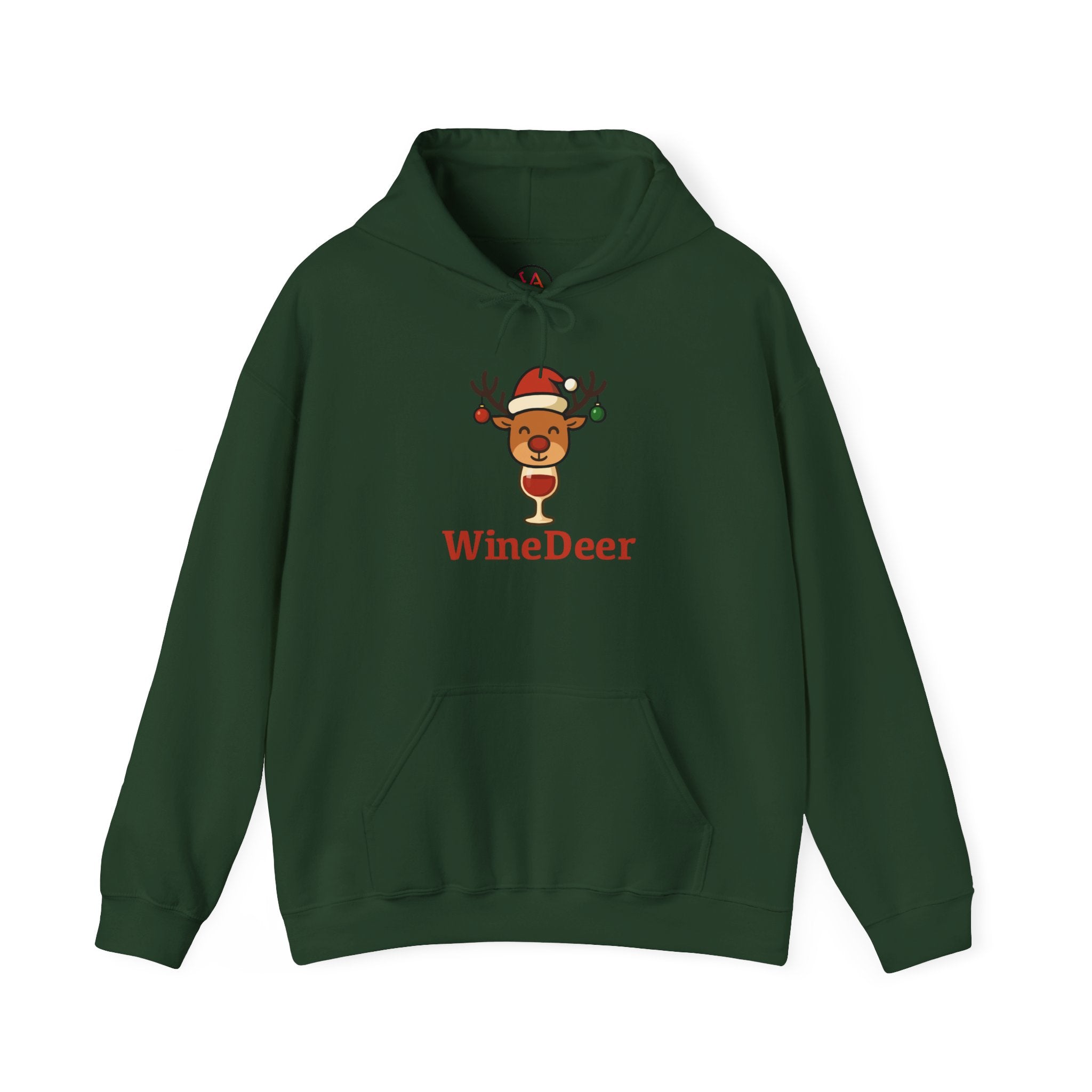 WineDeer Holiday Hoodie – Cute Santa Reindeer Wine Lover Sweatshirt