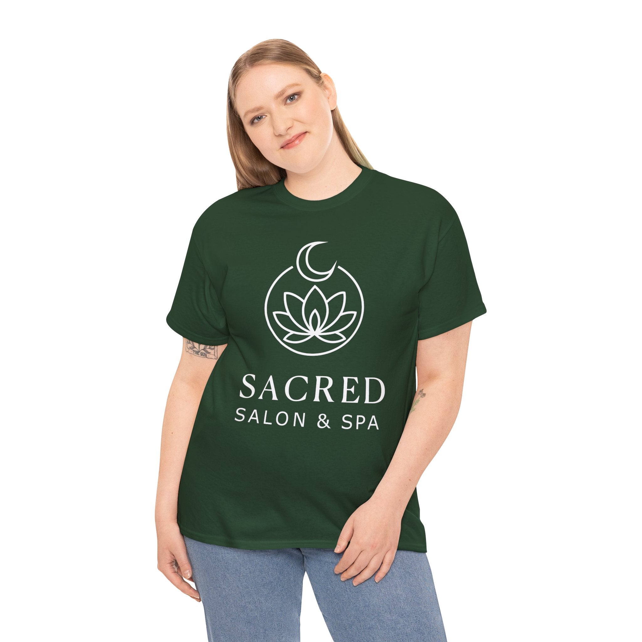 Sacred Salon & Spa - Forest Green - RoundNeck - Design2