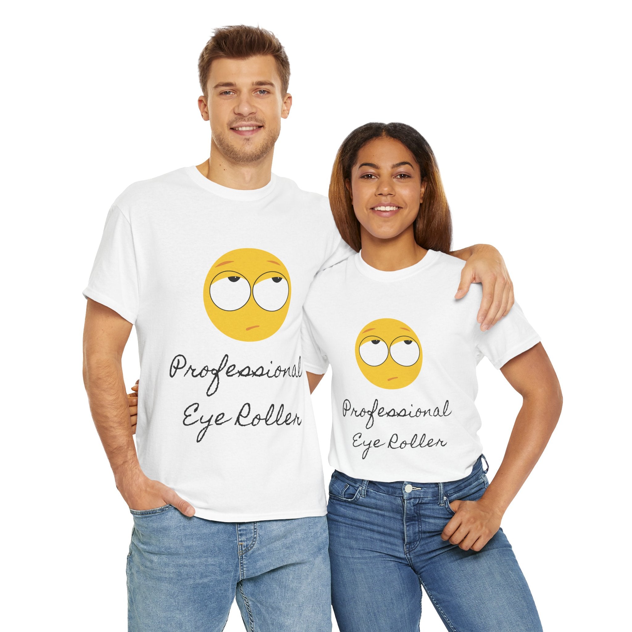 Lightweight 100% Cotton T-Shirt with Funny Eye Roll Graphic – Unisex