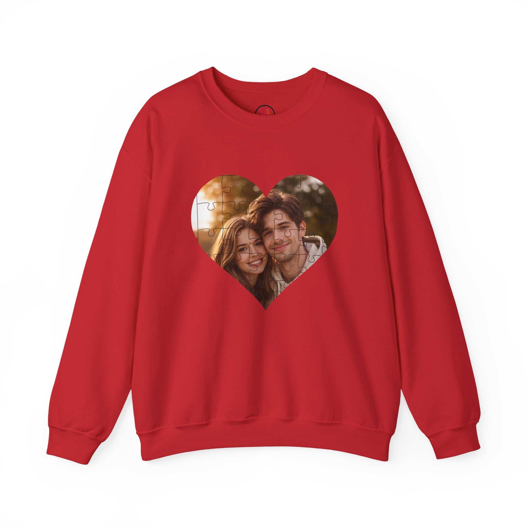 Personalized Puzzle Heart Photo Collage Sweatshirt – Custom Memory Crewneck