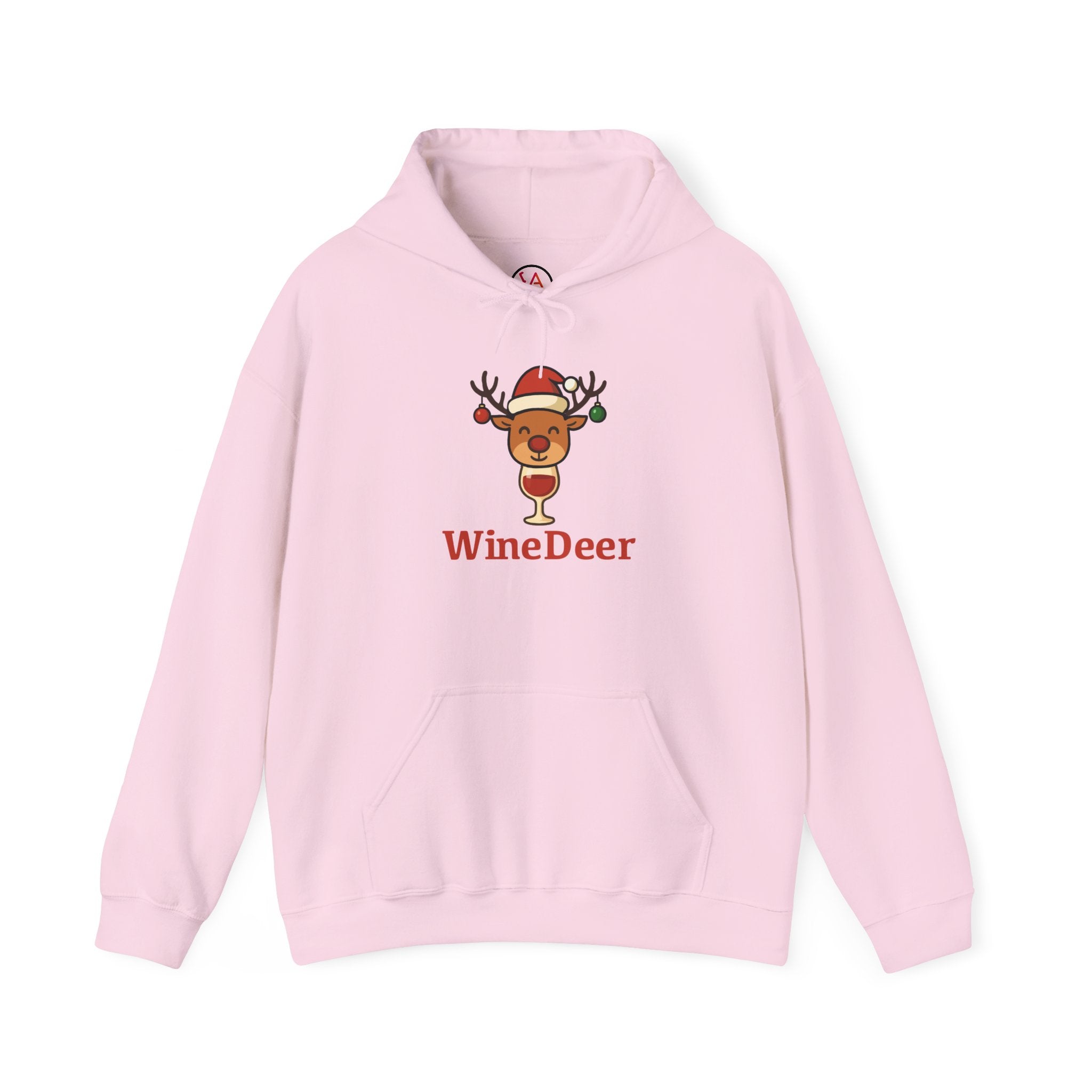 WineDeer Holiday Hoodie – Cute Santa Reindeer Wine Lover Sweatshirt