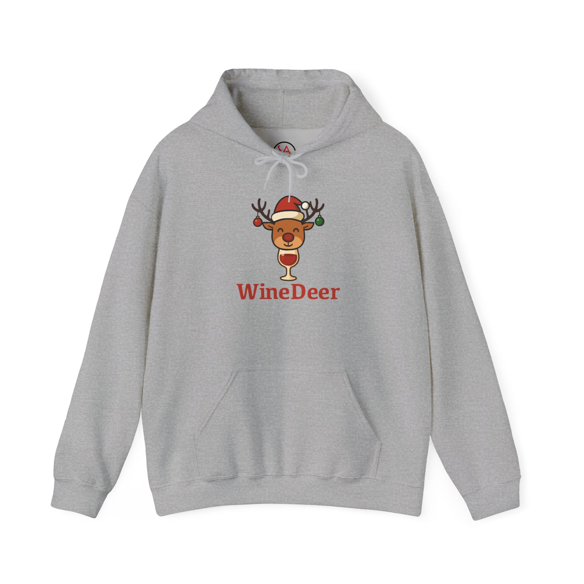 WineDeer Holiday Hoodie – Cute Santa Reindeer Wine Lover Sweatshirt