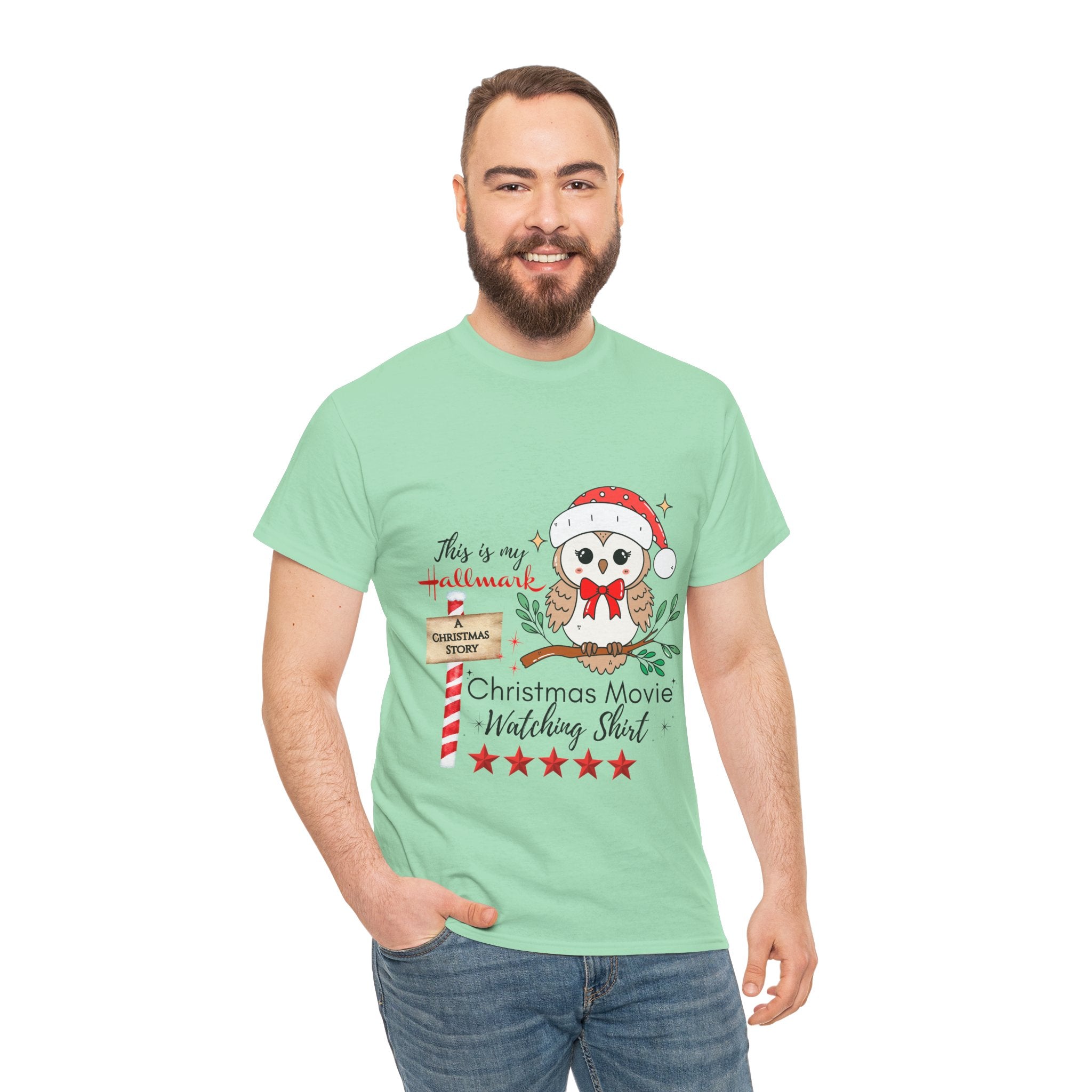 Christmas Movie Watching Shirt — Cute Owl Santa Holiday Tee