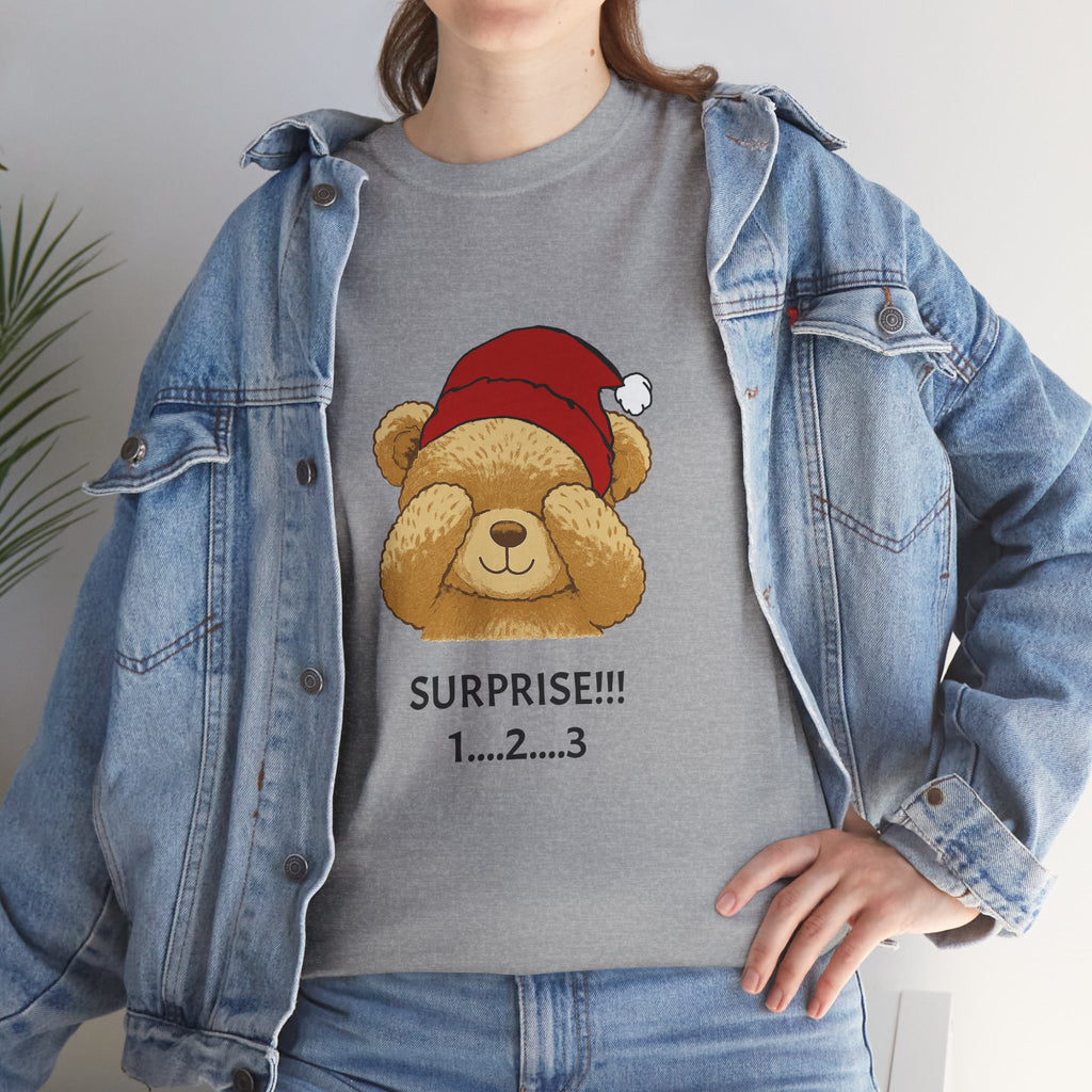 Surprise Bear Christmas Tee — Cute Holiday Bear Graphic T-Shirt