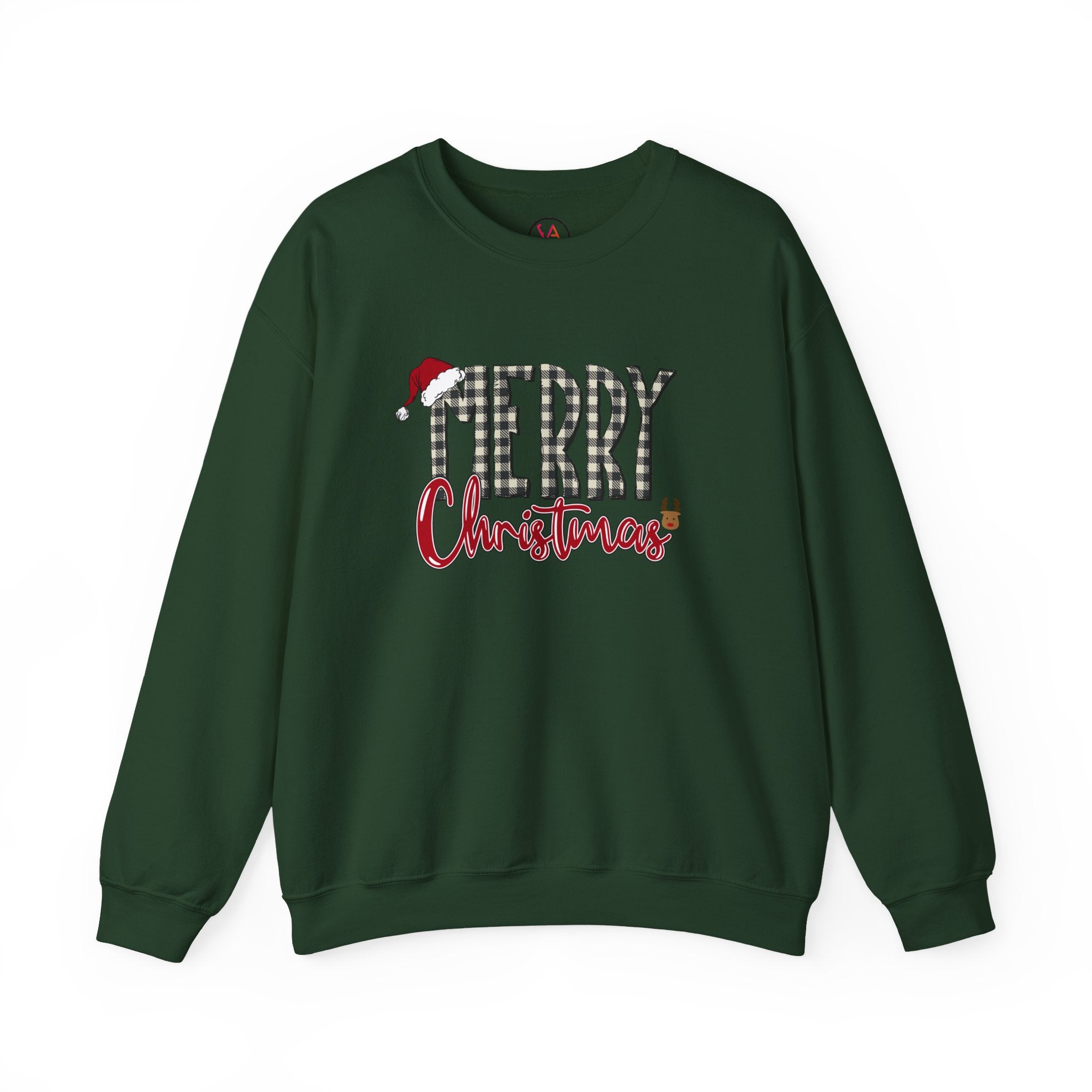 Merry Christmas Plaid Crewneck Sweatshirt – Classic Holiday Design