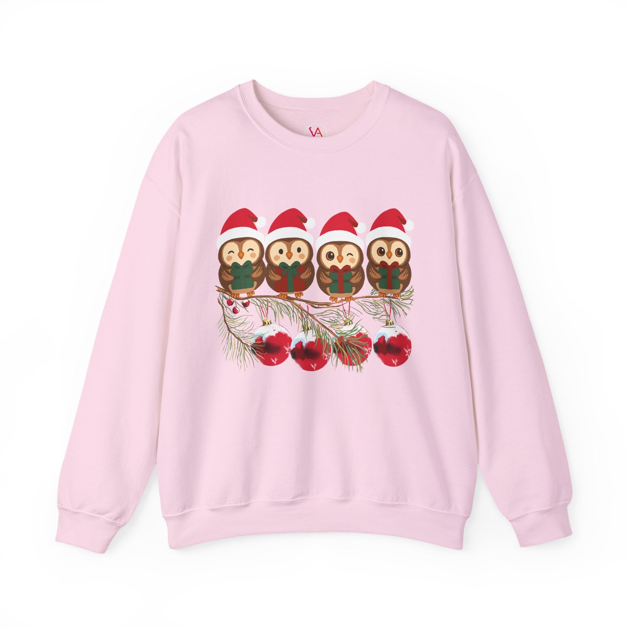 Festive Cheerful Owls Holiday Sweatshirt