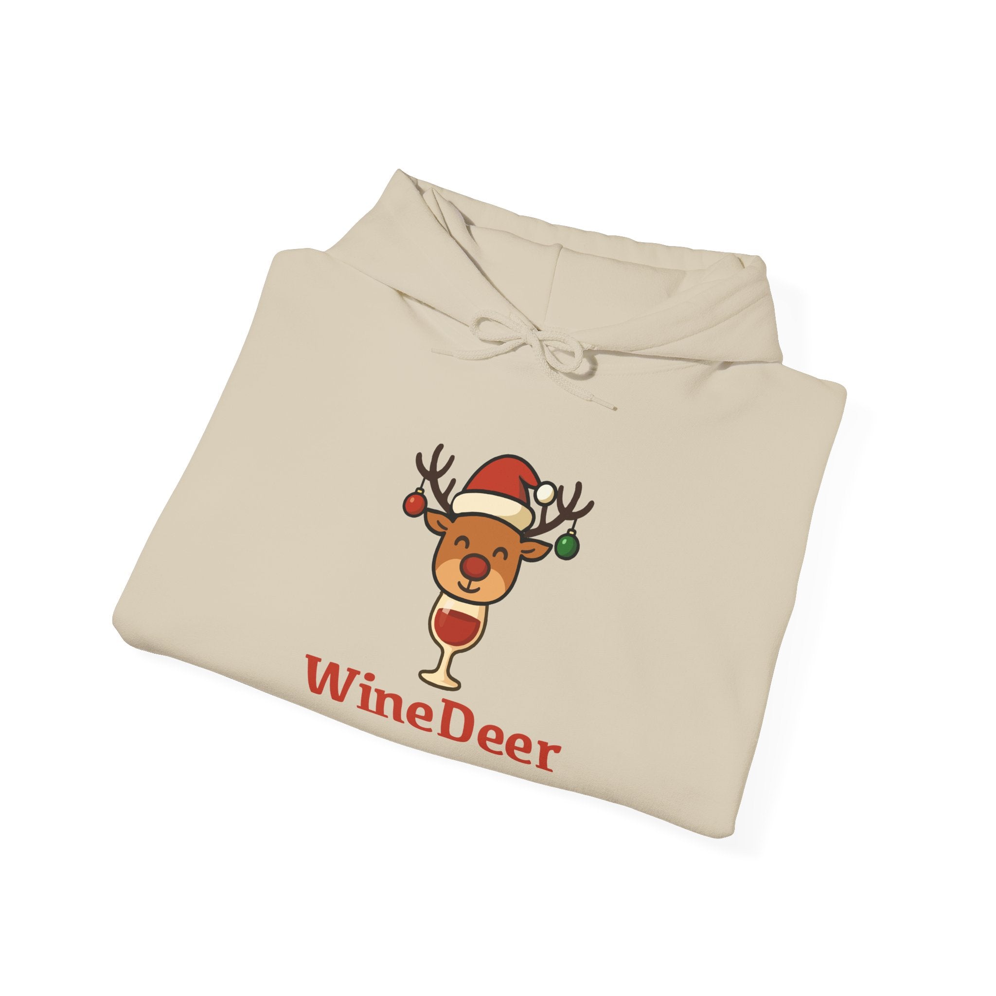 WineDeer Holiday Hoodie – Cute Santa Reindeer Wine Lover Sweatshirt