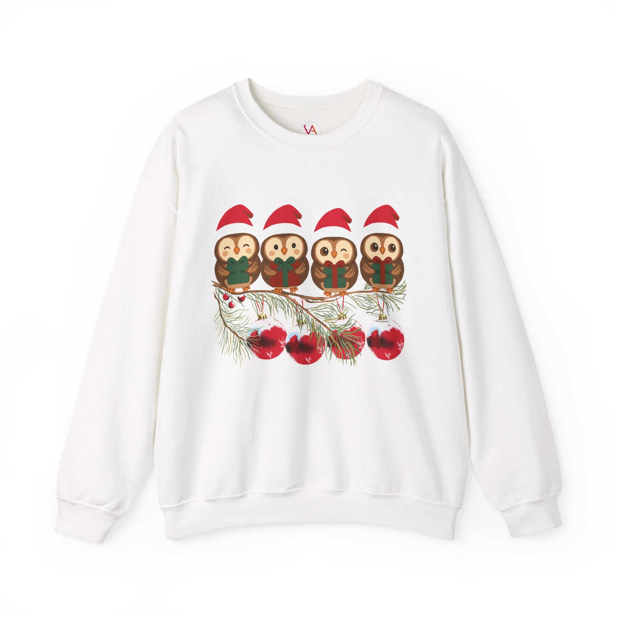 Festive Cheerful Owls Holiday Sweatshirt