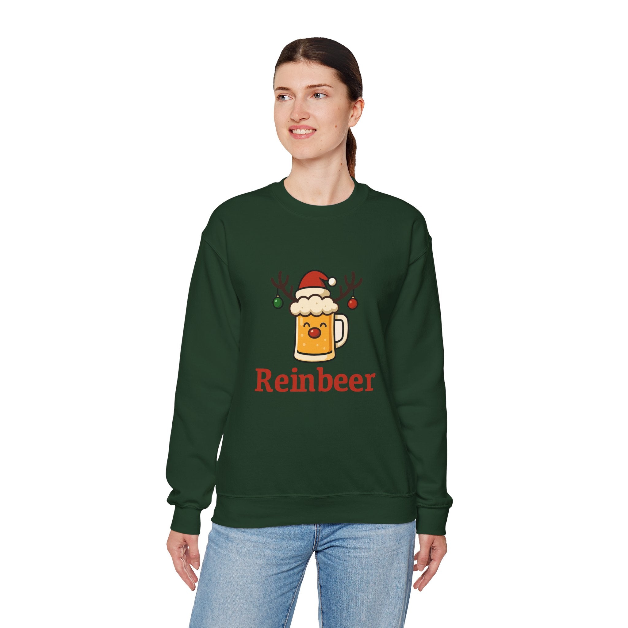 Christmas Reindeer Beer Sweatshirt — Festive Holiday Crewneck