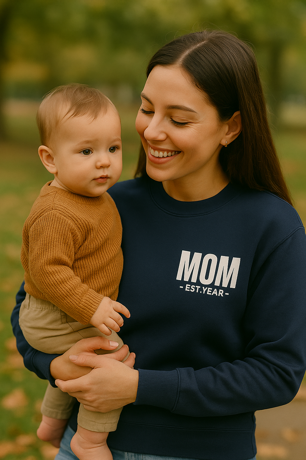 Personalized 'MOM EST. [Year]' Crewneck Sweatshirt — Custom Mother's Day/New Mom Gift
