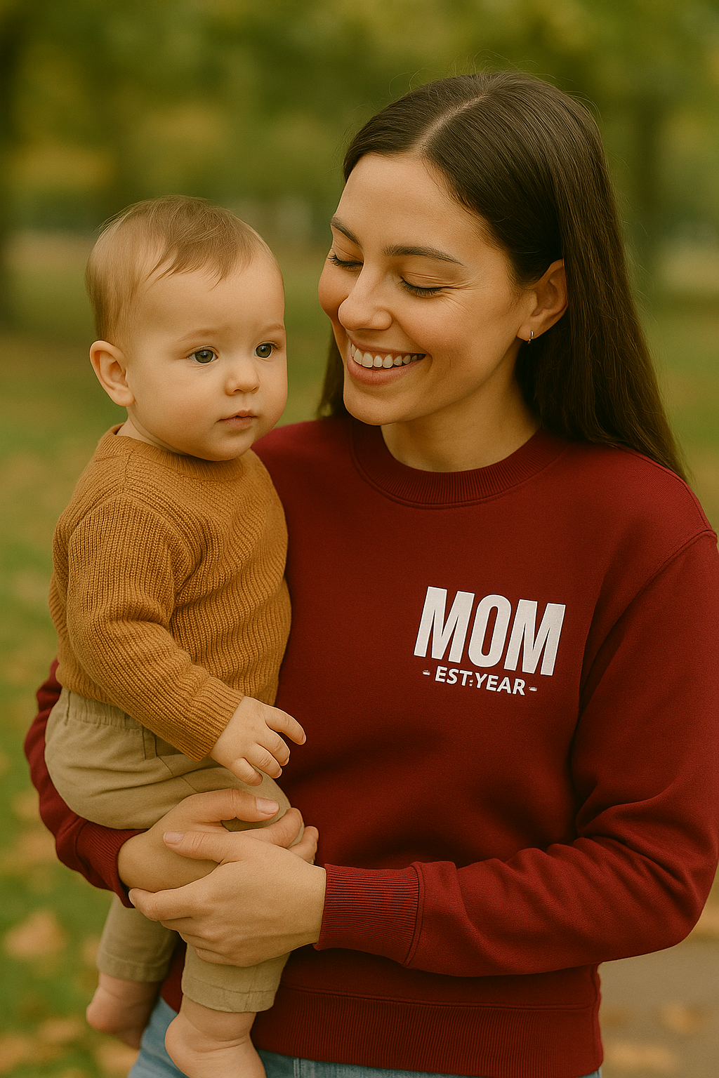 Personalized 'MOM EST. [Year]' Crewneck Sweatshirt — Custom Mother's Day/New Mom Gift