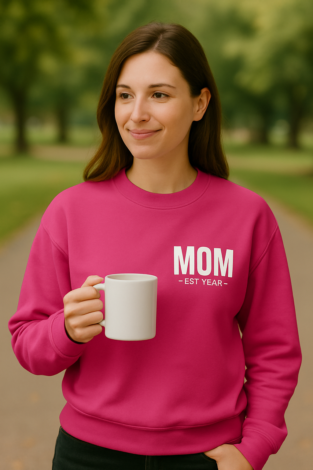 Personalized 'MOM EST. [Year]' Crewneck Sweatshirt — Custom Mother's Day/New Mom Gift