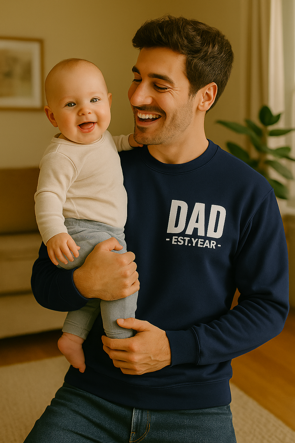 Personalized Dad EST. Year Crewneck Sweatshirt — Custom Father’s Day/New Dad Gift (Add Your Year)