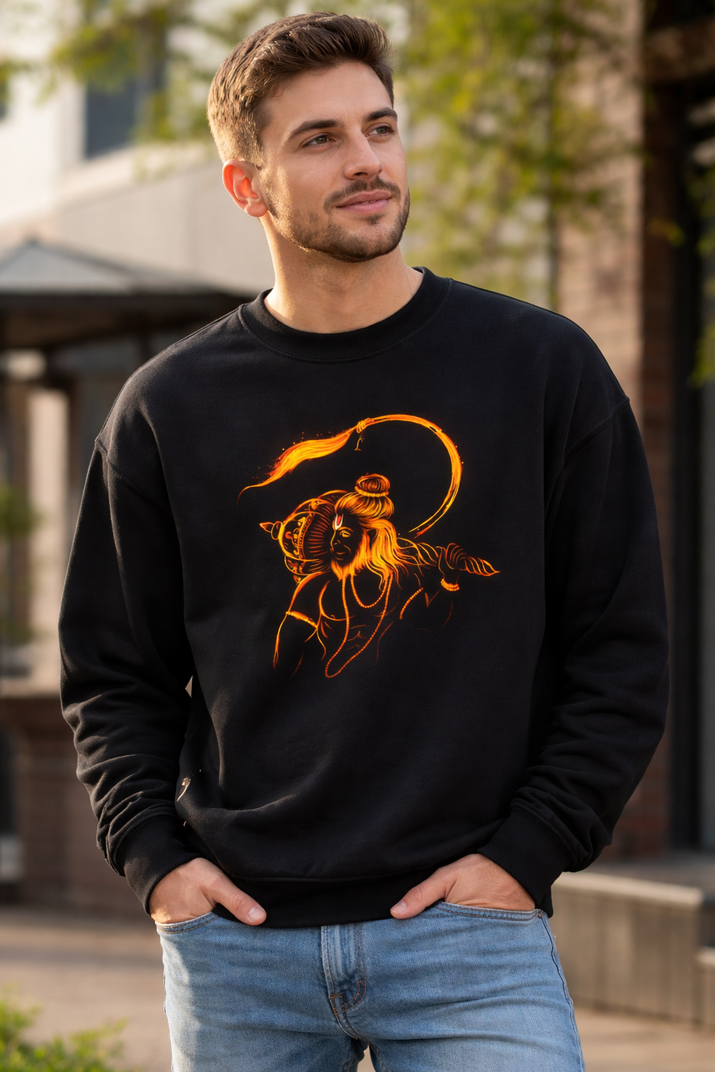 Lord Hanuman Divine Strength Customized Sweatshirt