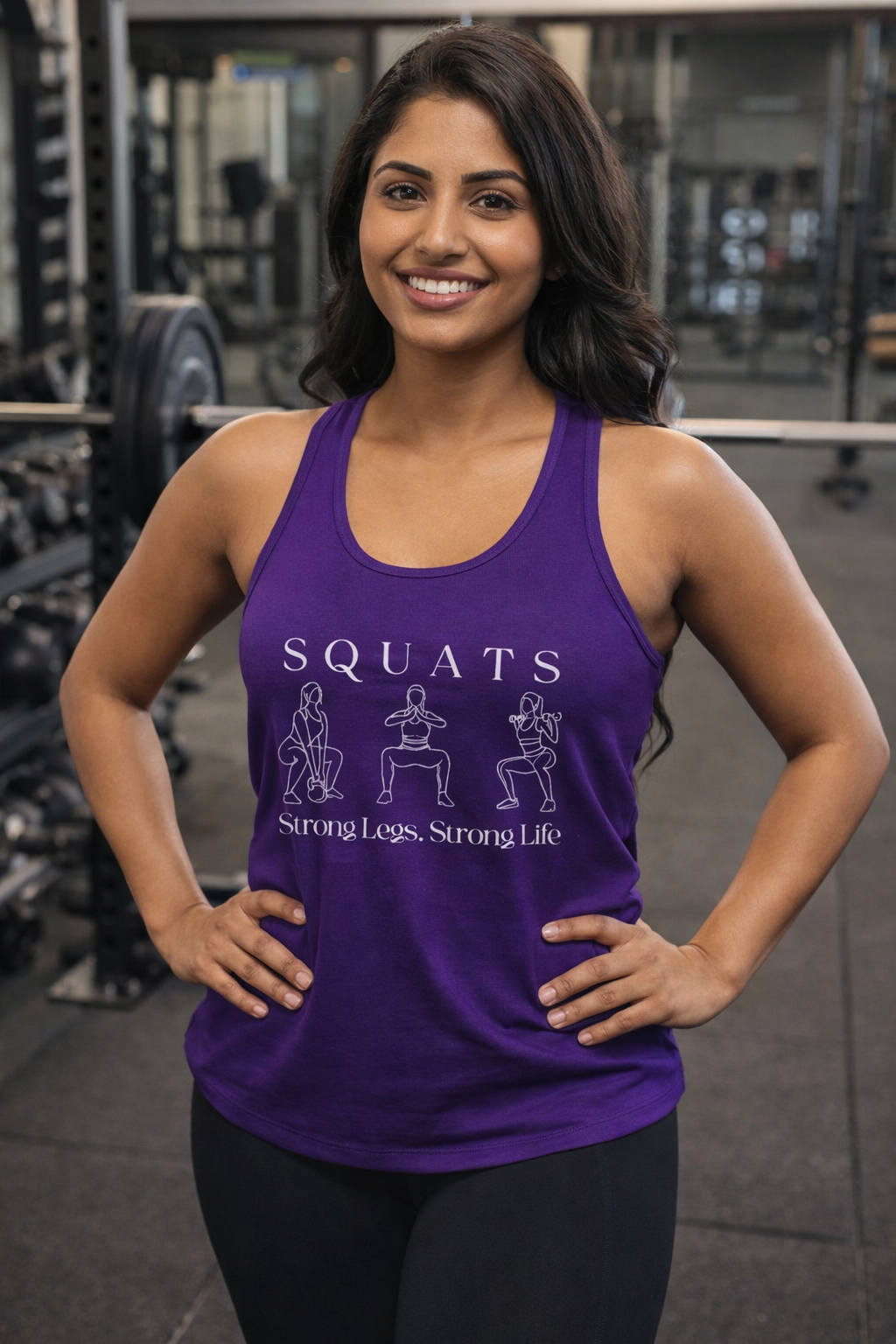 Squats. Strong Legs. Strong Life. – Women’s Racerback Tank